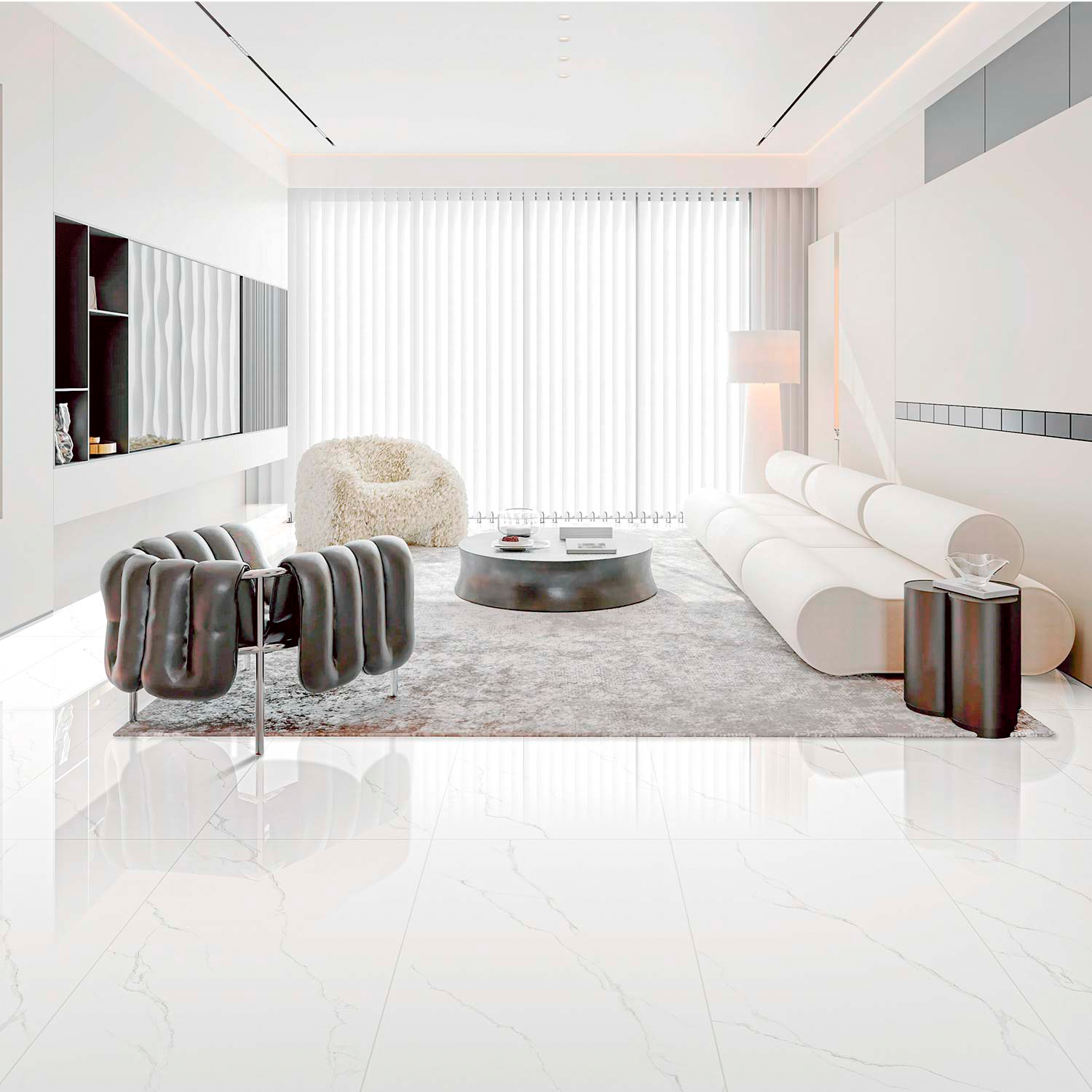 DAX Statuario Ceramic tile 24" x 48" marble-look