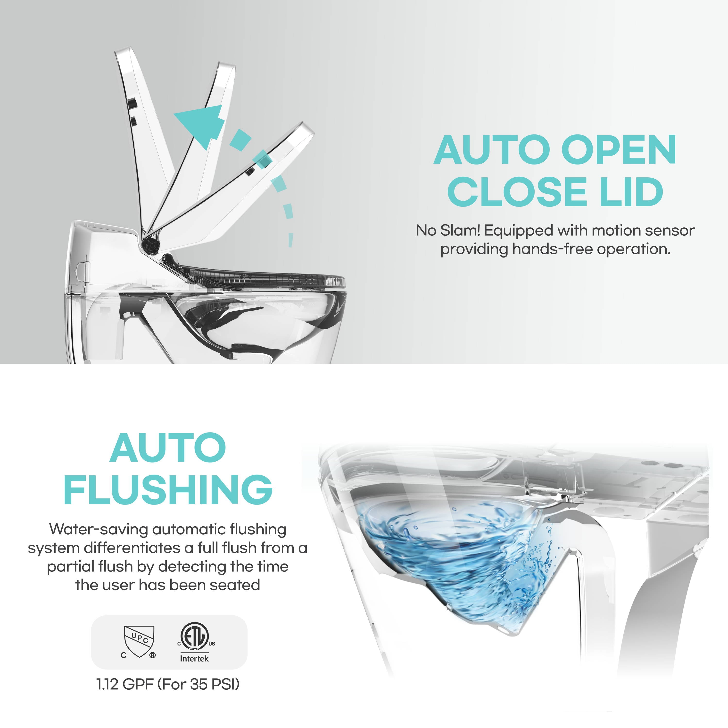 VOVO Toilet one Piece, Auto open and close, auto flush,UV LED Sterilization, Heated Seat