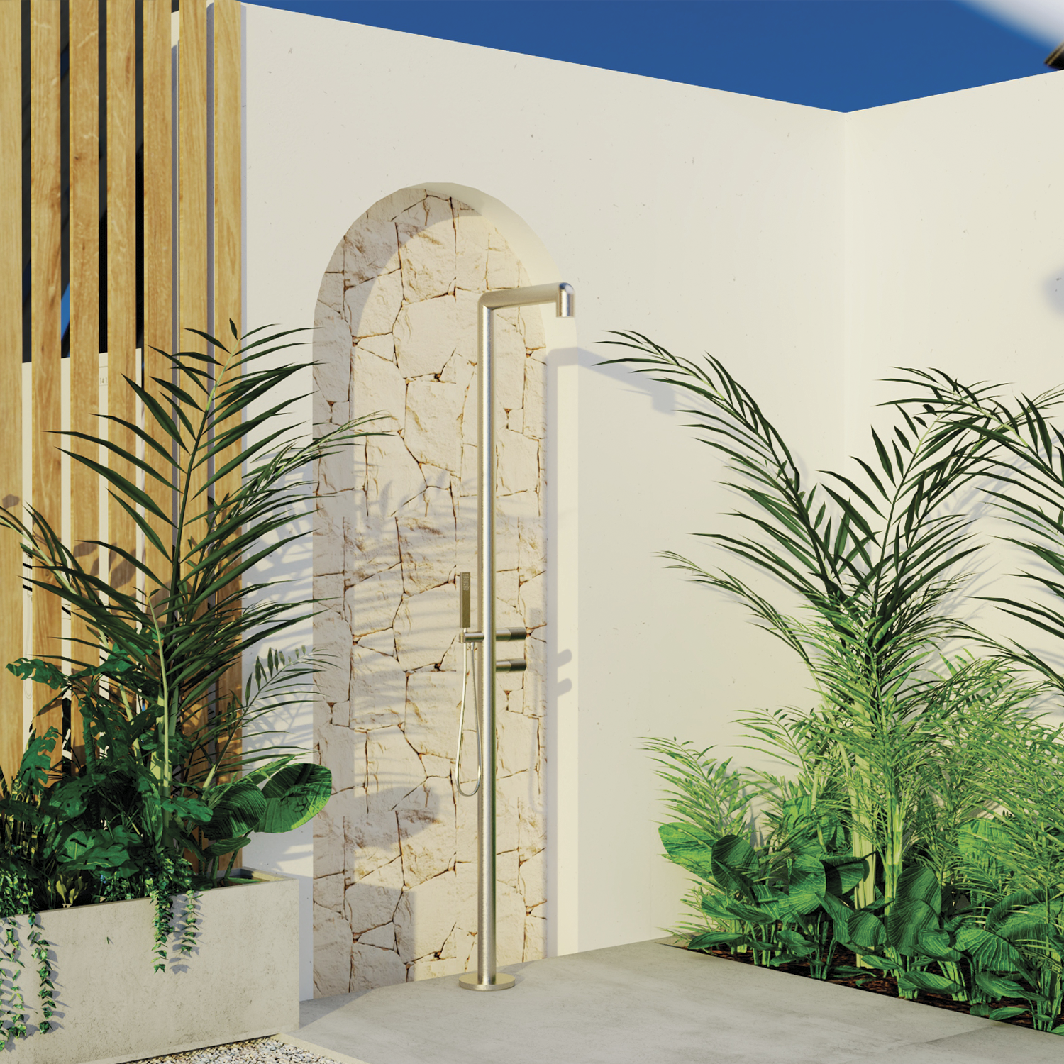 DAX Freestanding Outdoor Shower with Hand Shower and Stainless Steel Body (DAX-807271)