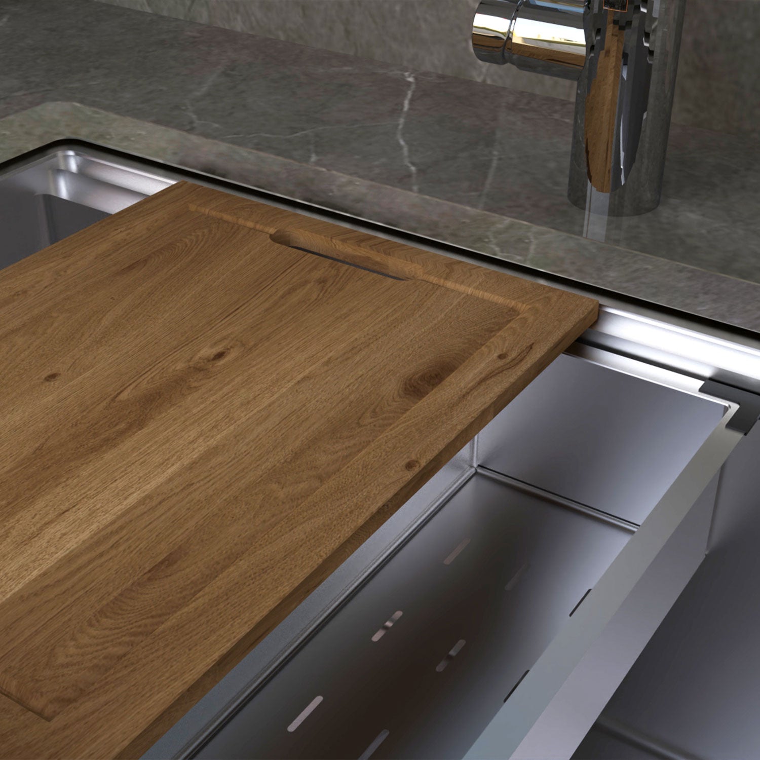 DAX Workstation Single Bowl Double Level Sink 32 x 18 - R10 - 18G. Accessories Included (DX-WS23219-R10)