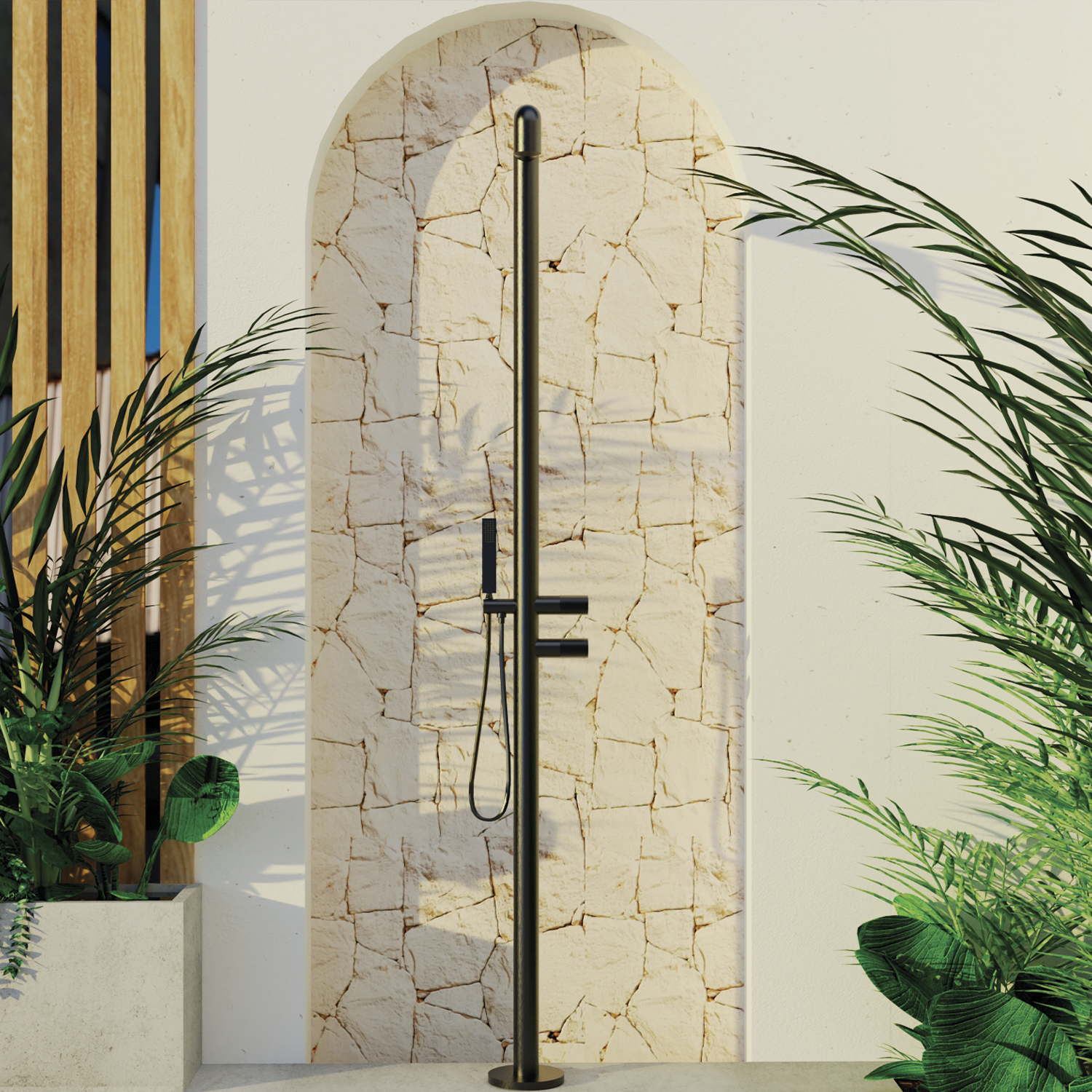 DAX Freestanding Outdoor Shower with Hand Shower and Stainless Steel Body (DAX-807271)