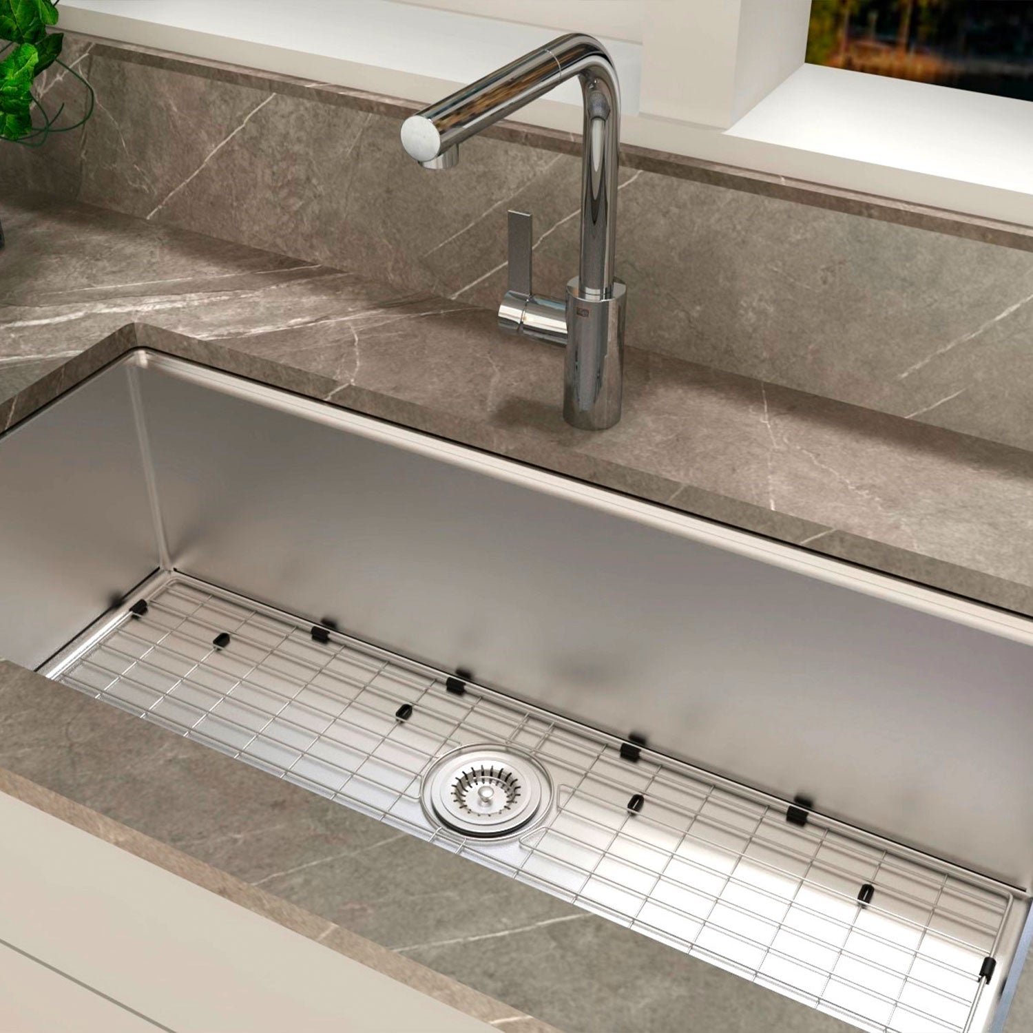 DAX Workstation Single Bowl Undermount Kitchen Sink 40 x 18 - R10 - 18G. Accessories Included (DX-WS4019-R10)