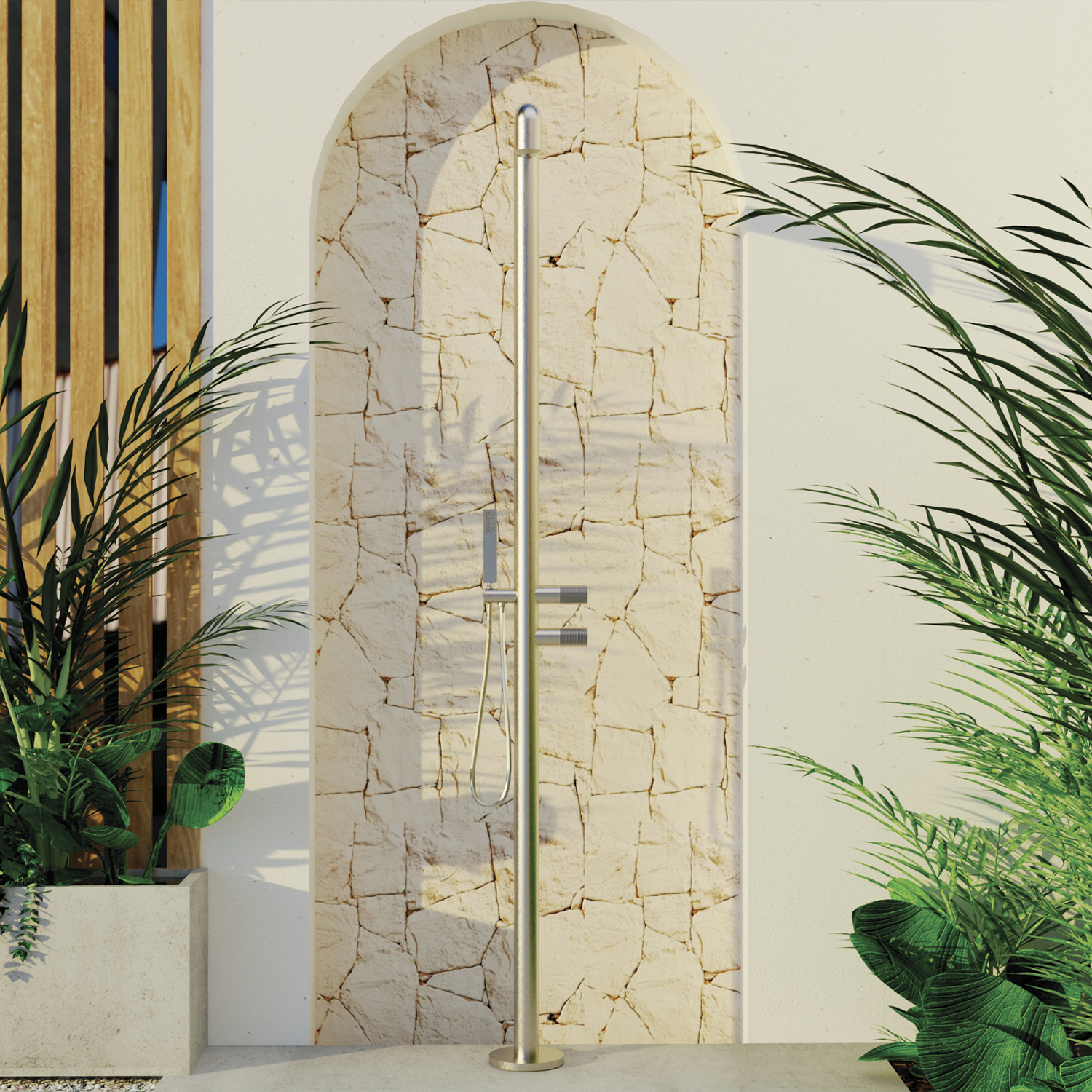 DAX Freestanding Outdoor Shower with Hand Shower and Stainless Steel Body (DAX-807271)