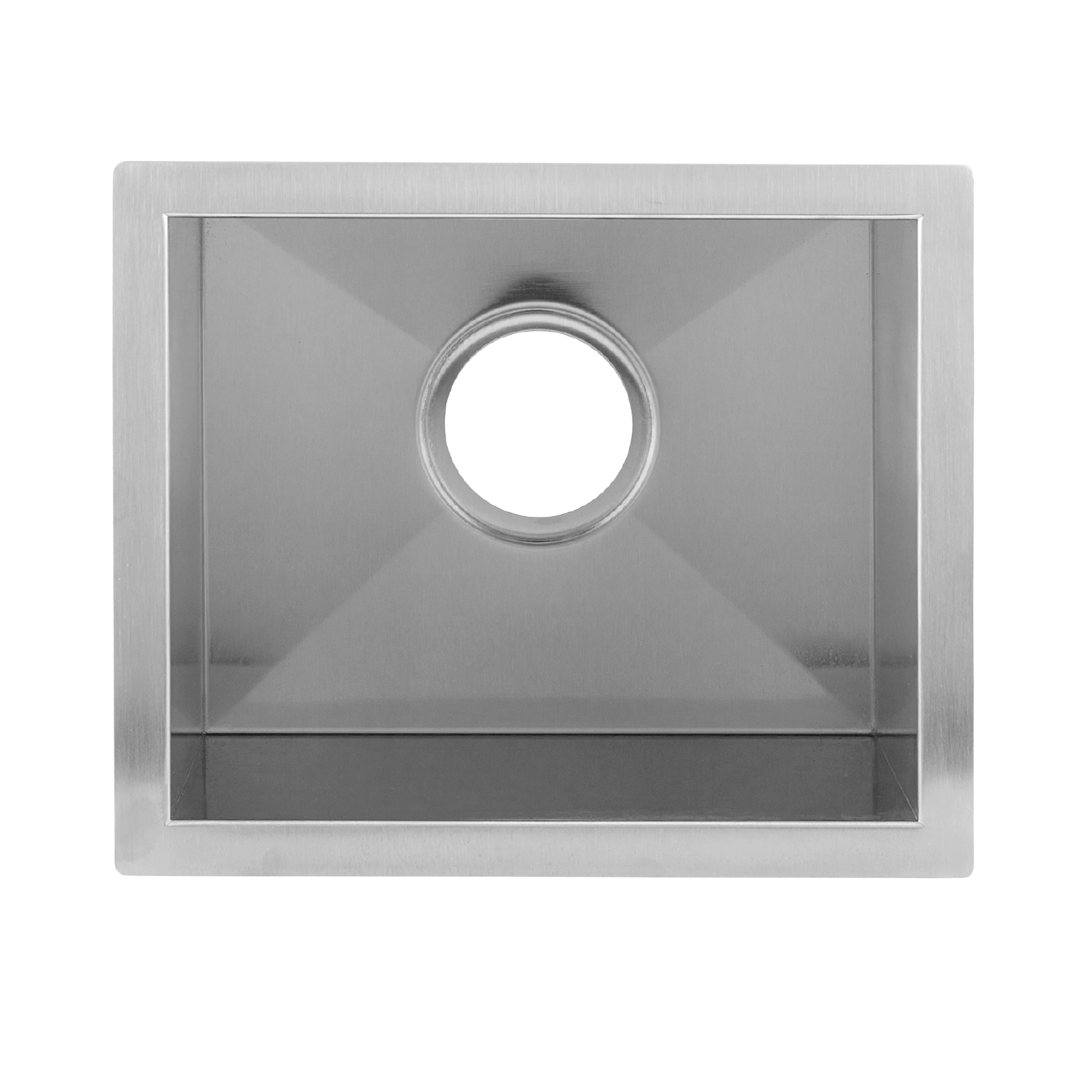 Fregadero de cocina DAX hecho a mano de un solo cuenco, acero inoxidable calibre 16, acabado cepillado, 15 x 12-1/2 x 8 pulgadas (DAX-SQ-1512)