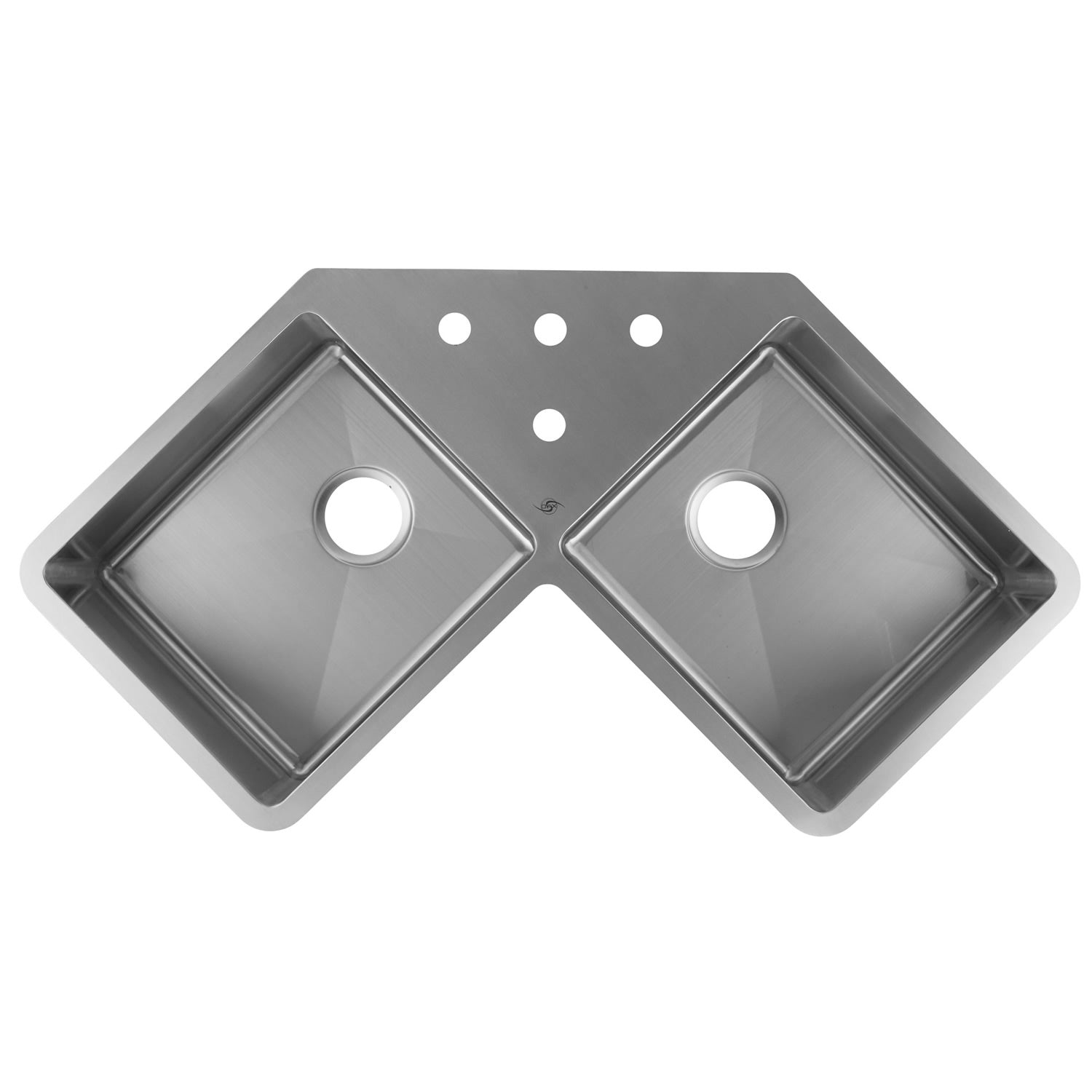 DAX Handmade Corner Kitchen Sink, 16 Gauge, Brushed Stainless Steel Finish, 44-3/8 x 23-1/2 x 10 Inches (DAX-334)