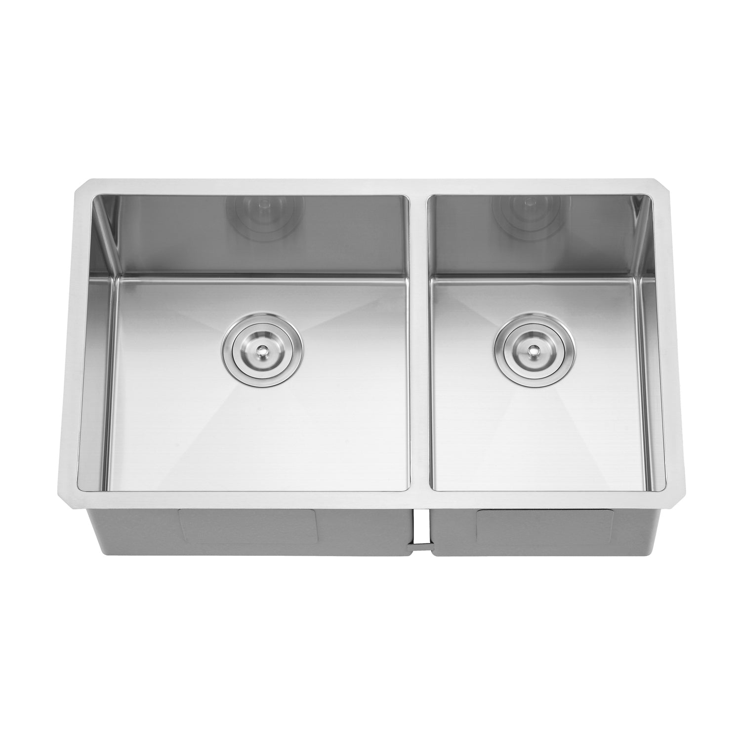 Fregadero de cocina DAX hecho a mano 60/40 de doble cuenco, acero inoxidable de calibre 18, acabado cepillado, 32 x 19 x 10 pulgadas (DAX-3219LR10)