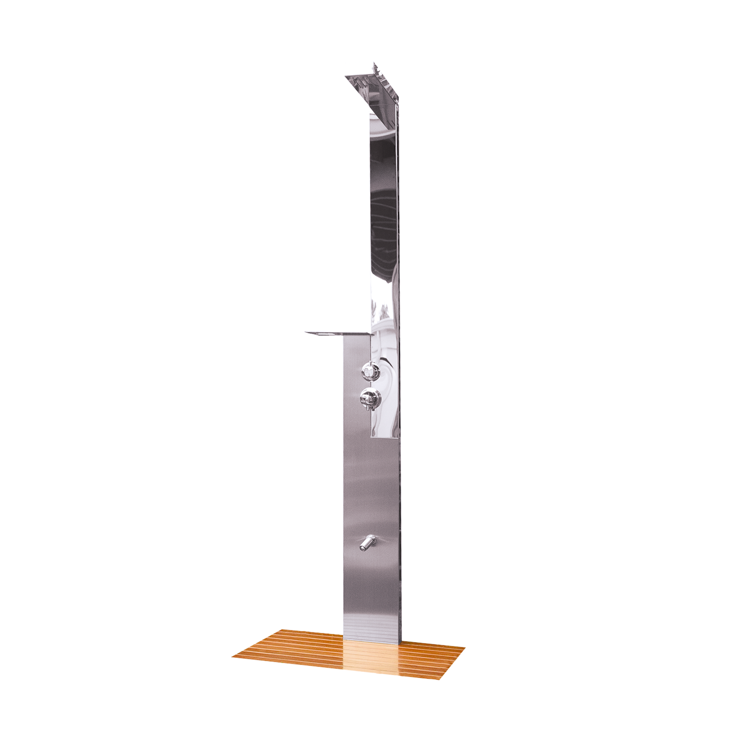 DAX Outdoor Shower, Pool Side, Rainfall Head with Foot Wash and Shelves, Stainless Steel Body, Chrome Finish, 9 x 82-11/16 x 21-5/8 Inches (DAX-S308)