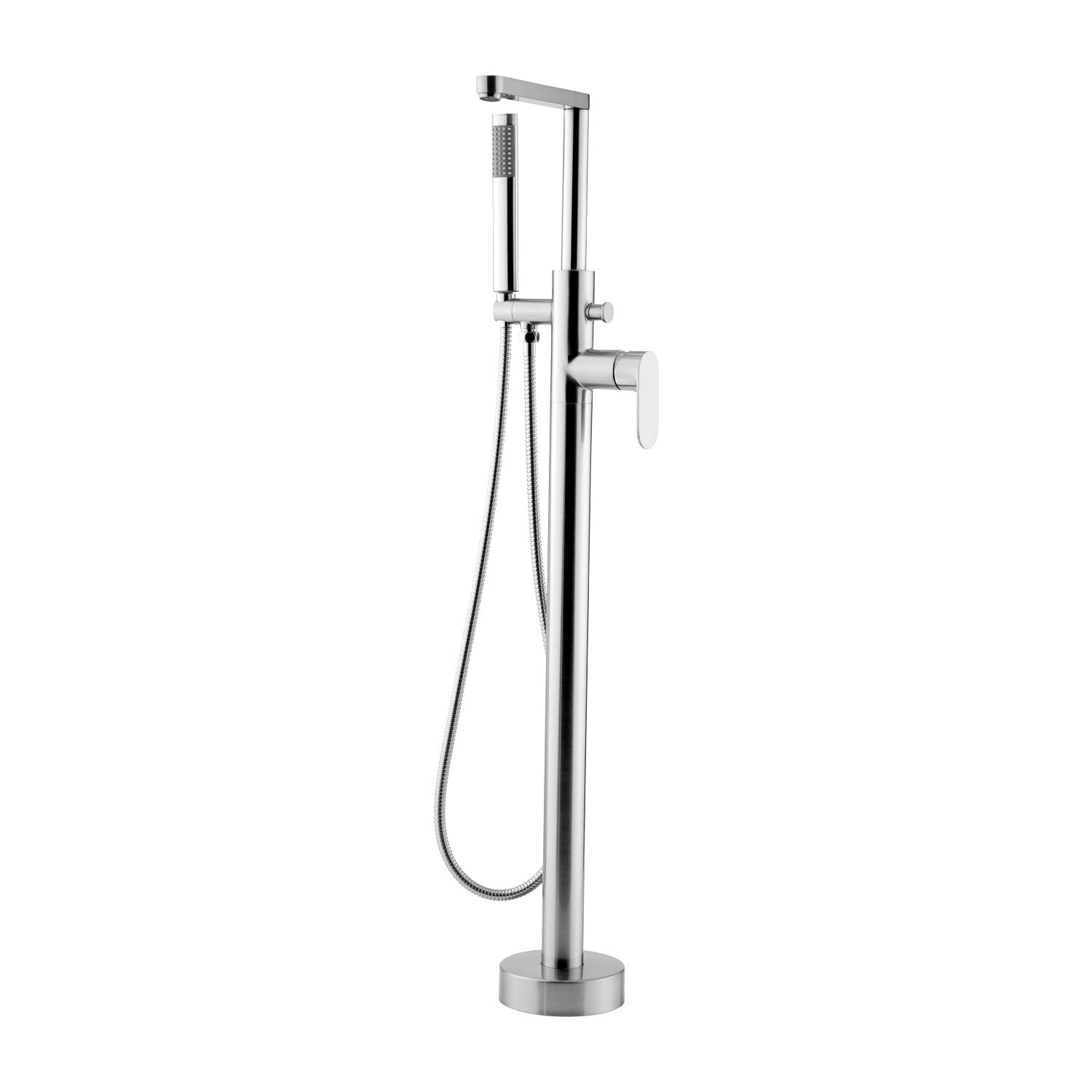 DAX Freestanding Hot Tub Filler with Hand Shower and Square Spout, Stainless Steel Body, Brushed Finish, 40-1/2 x 8-1/2 Inches (DAX-808-BN)