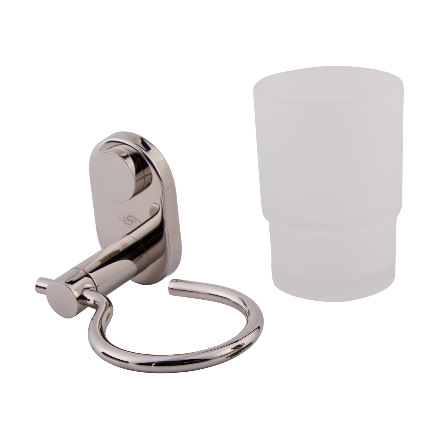 DAX Bathroom Single Tumbler Toothbrush Holder, Wall Mount Stainless Steel with Glass Cup, Satin Finish, 4-5/16 x 3-3/4 x 4-1/8 Inches (DAX-G0206-S)