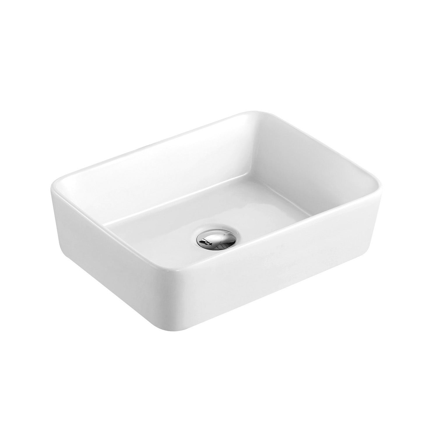 DAX Ceramic Rectangle Single Bowl Bathroom Vessel Sink, White Finish, 19 x 14-1/2 x 5 Inches (BSN-285B)