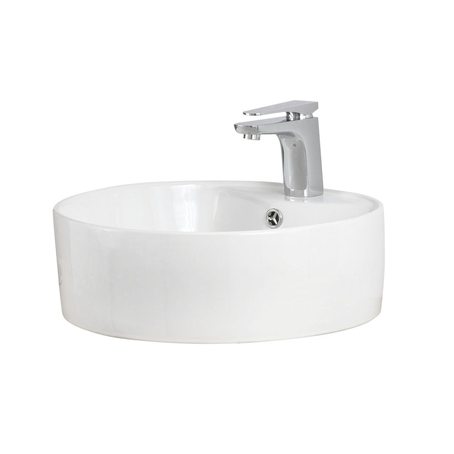 DAX Ceramic Round Single Bowl Bathroom Vessel Sink, White Finish, Ø 1-7/8" x D 6" Inches (BSN-222A)