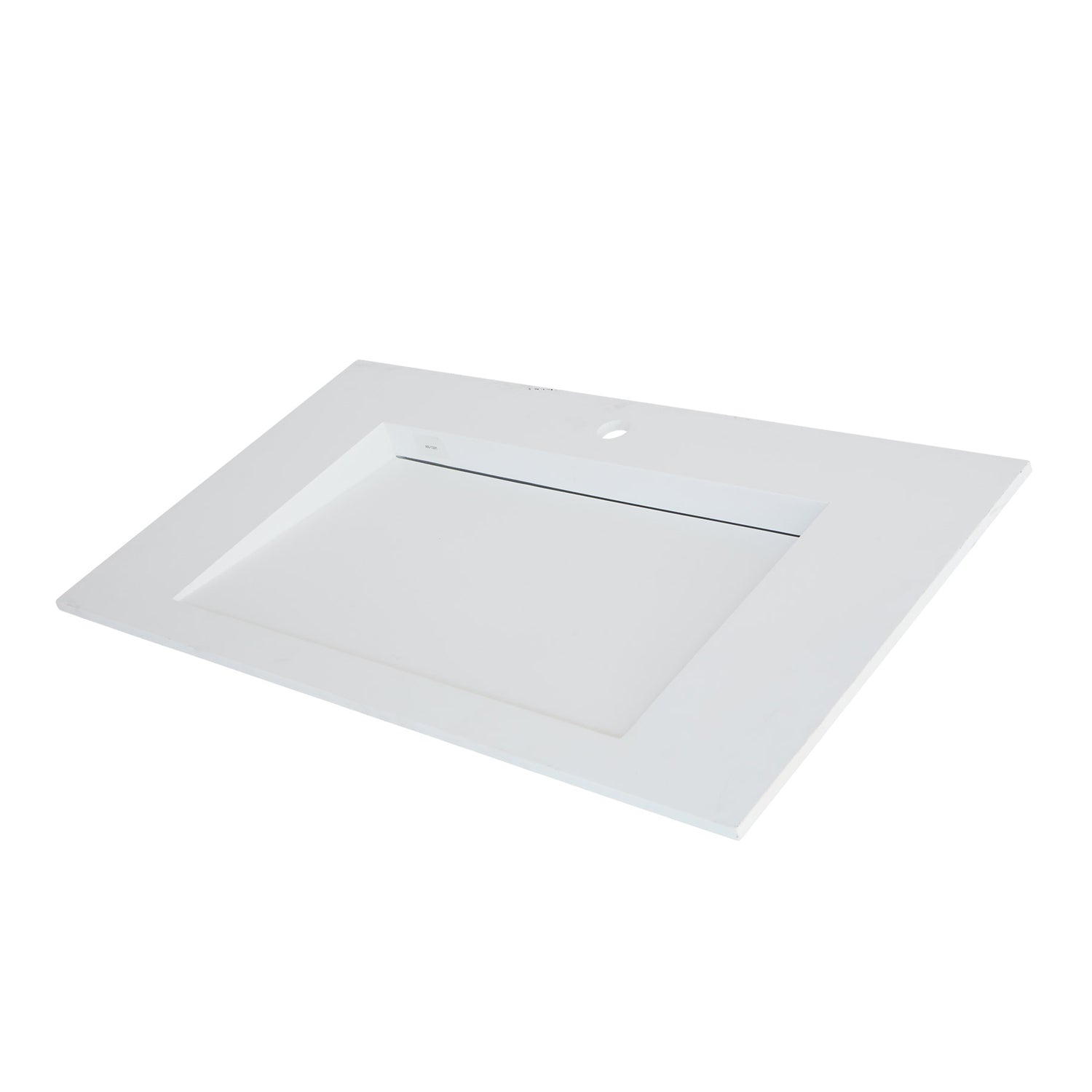 DAX Solid Surface Rectangle Single Bowl Top Mount Bathroom Sink, White Matte Finish,  35-1/4 x 19-5/8 x 3-1/2 Inches (DAX-AB-1331)