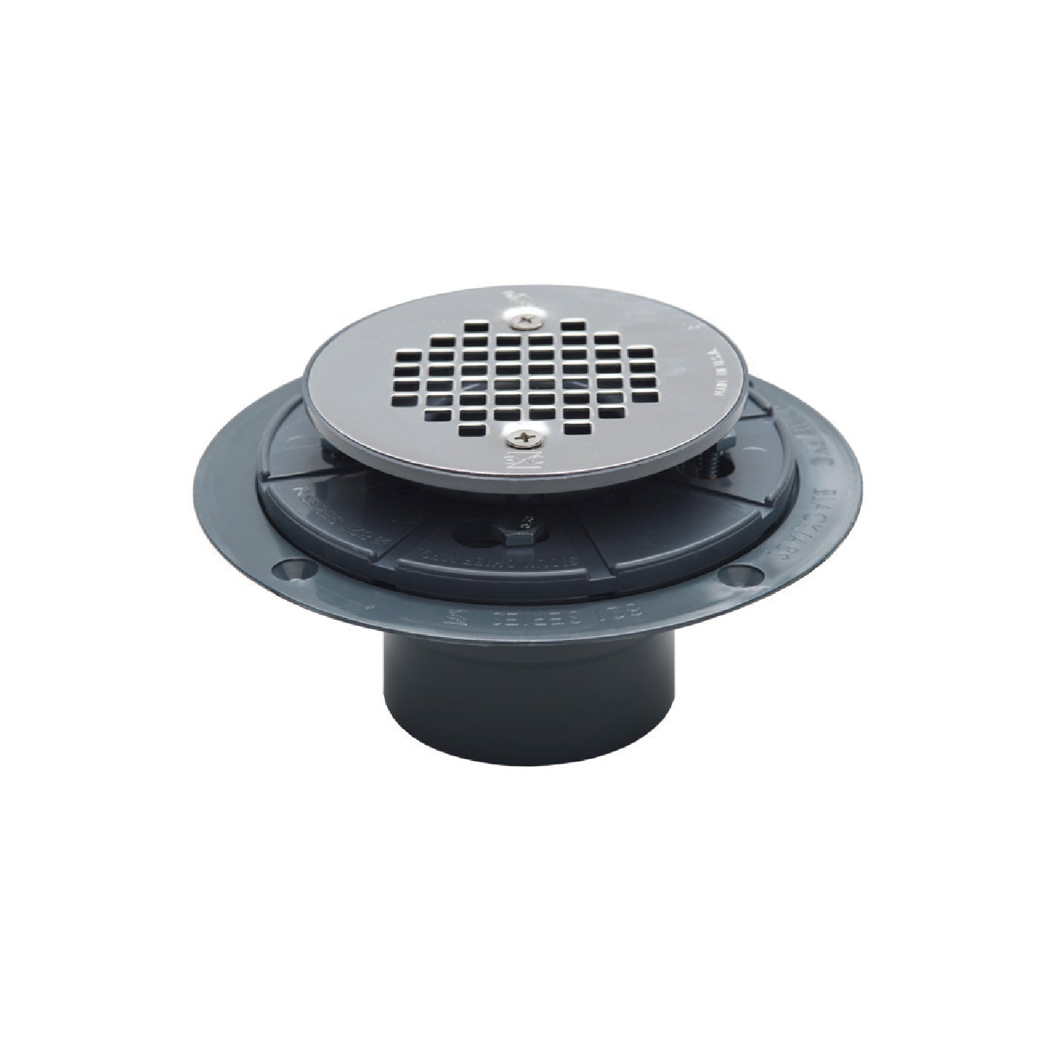DAX Shower Floor Drain, Low Profile, PVC Body, Brushed Stainless Steel Finish 6-5/8 Inches (821-T200P)