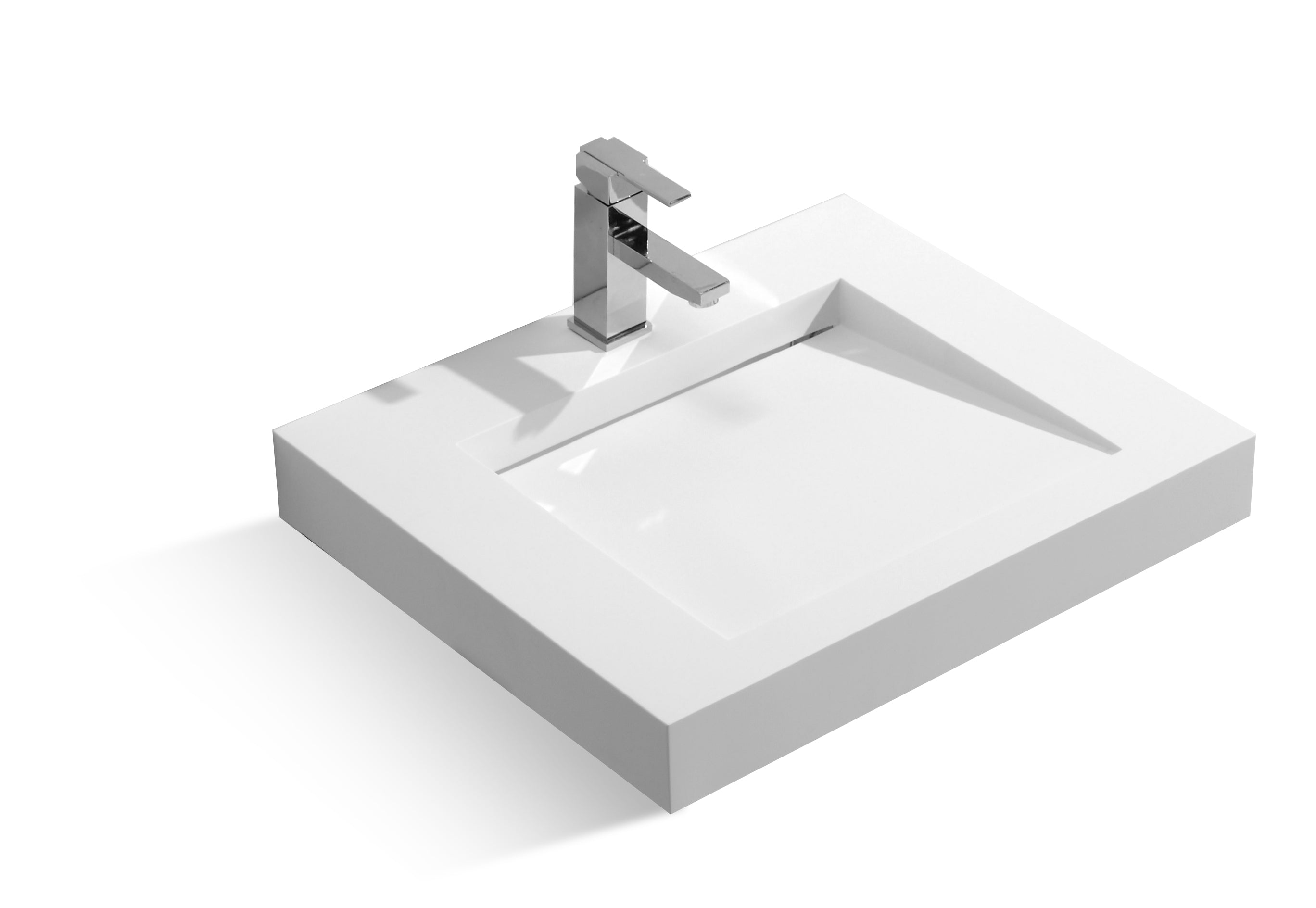 DAX Solid Surface Rectangle Single Bowl Top Mount Bathroom Sink, 23-1/4 x 19-5/16 x 3-1/8 Inches (DAX-AB-1330)