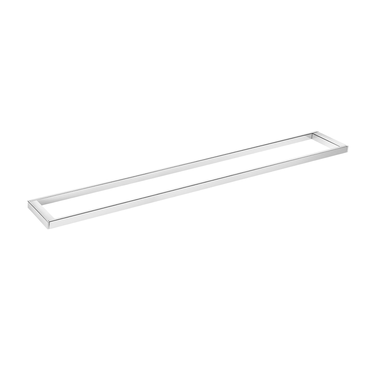 Floating Wall Mount Tempered Glass Bathroom Shelf with Brushed Chrome Rail