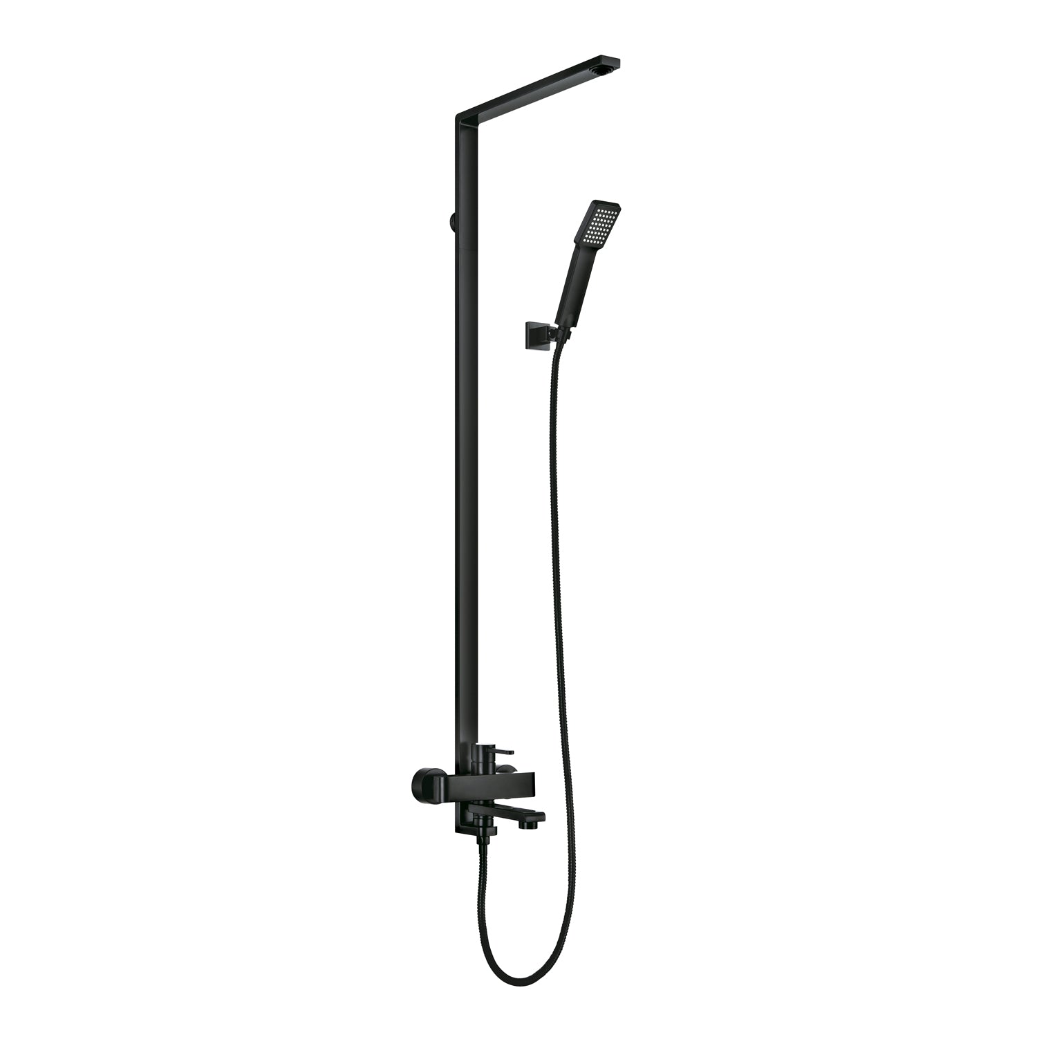 DAX Shower System, Faucet Set, with Shower Tub Trim and Hand Shower, Wall Mount, Brass Body, Black Finish (DAX-8166C-PB)