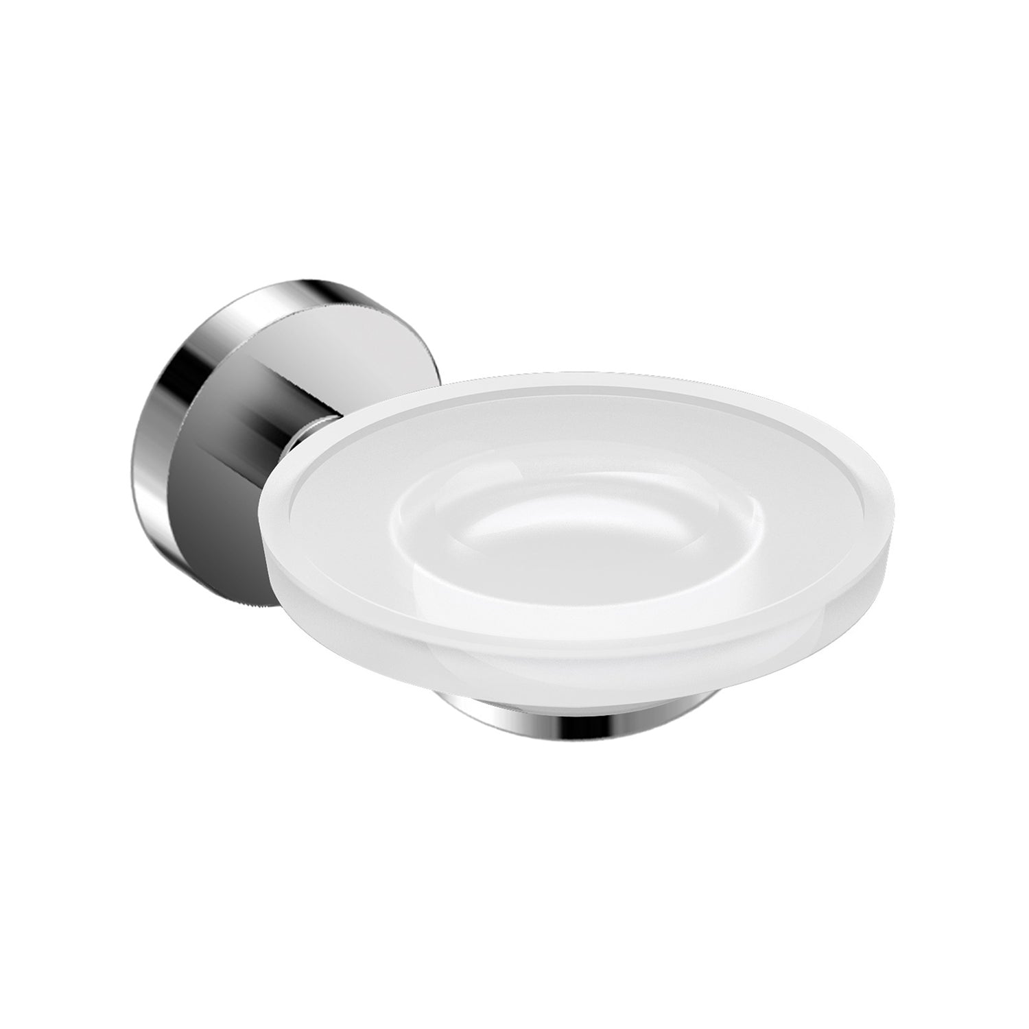 DAX Valencia Soap Dish, Tray, Wall Mount, White Glass, Brushed Finish, 4-1/3 x 5-1/8 x 2 Inches (DAX-GDC120132-BN)