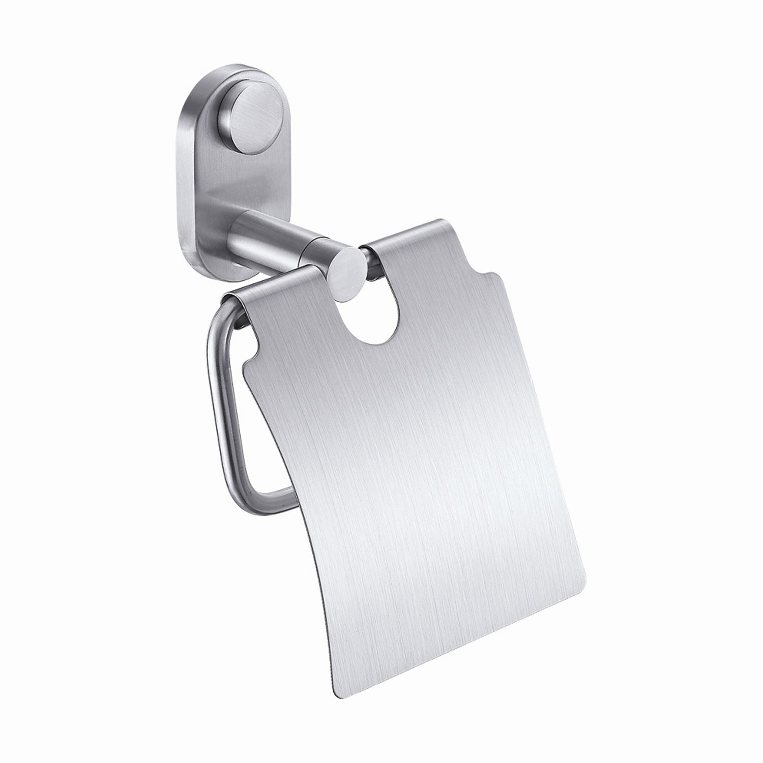 DAX Soporte de papel higiénico con tapa, apertura derecha, montaje en pared, cuerpo de acero inoxidable, acabado satinado, 5-5/16 x 3-1/8 x 4-15/16 pulgadas (DAX-G0207-S)