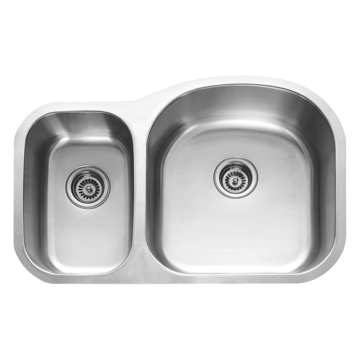 Fregadero de cocina DAX 30/70 de doble cuenco, acero inoxidable de calibre 18, acabado cepillado, 31-1/2 x 20-1/2 x 9 pulgadas (DAX-3121R)