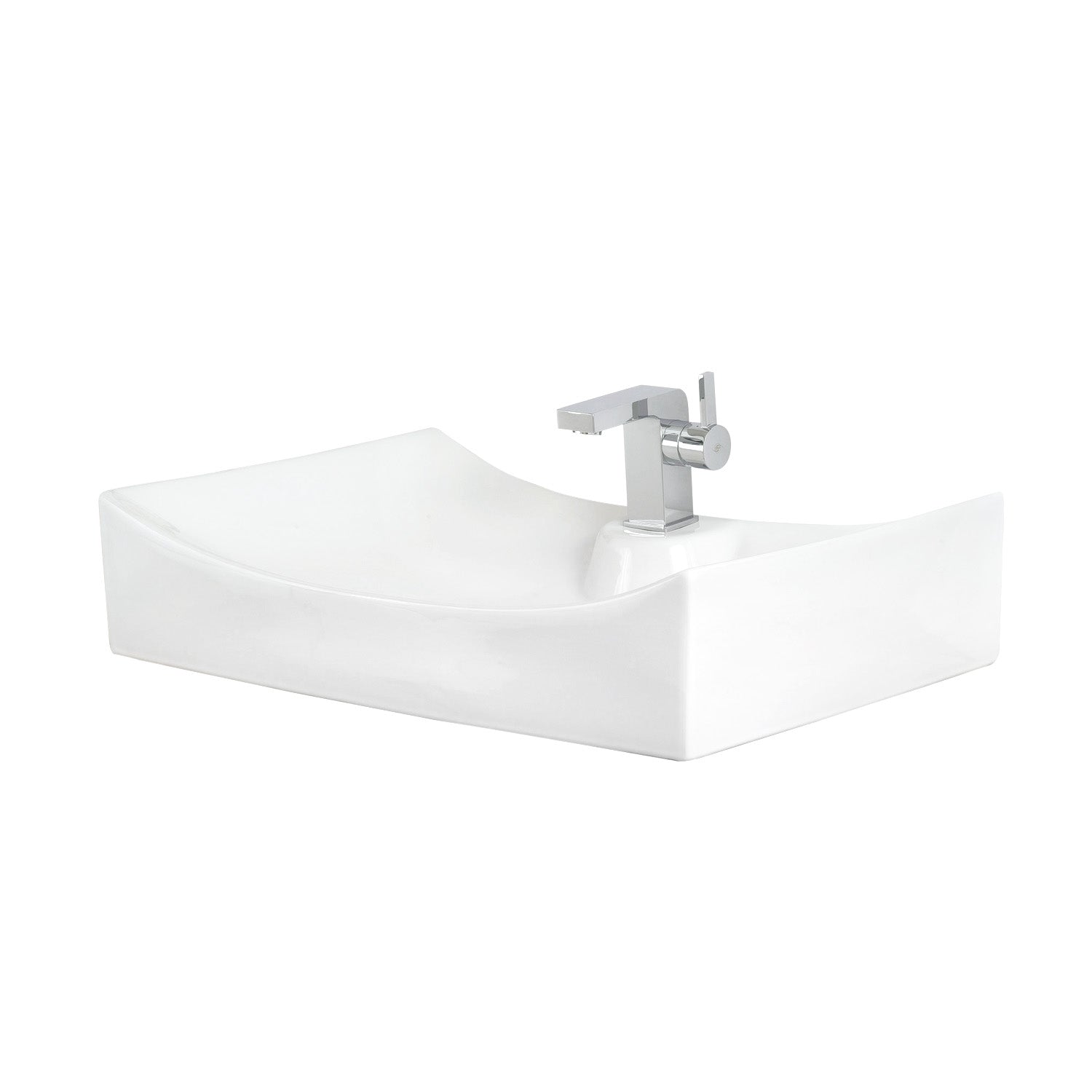 DAX Lavabo rectangular de cerámica para baño de un solo tazón, acabado blanco, 27-1/8 x 16-1/8 x 5-1/4 pulgadas (BSN-280A)