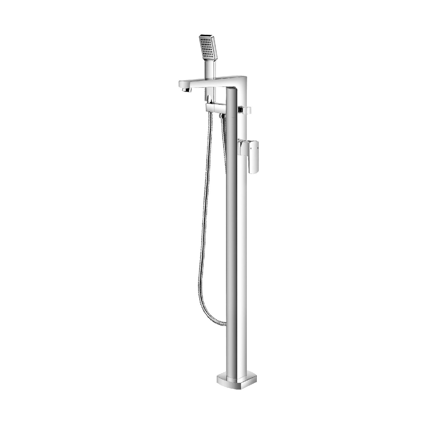 DAX Independiente Hot Tub Filler con ducha de mano y pico cuadrado, cuerpo de latón acabado cromado, 39-3/8 x 9-1/16 pulgadas (DAX-8129)