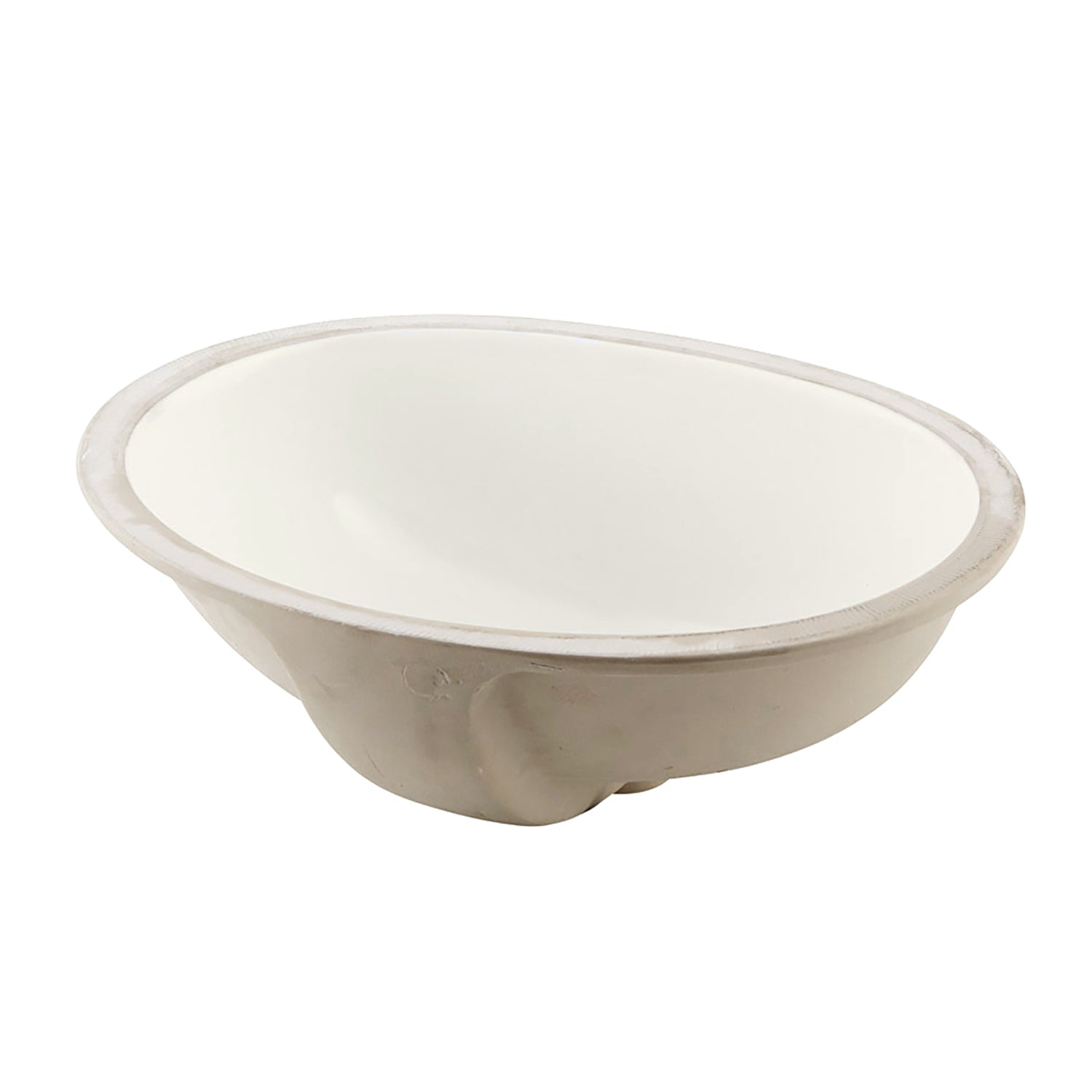 DAX Lavabo de baño bajo encimera ovalado de cerámica, acabado marfil, 18 x 14-3/4 x 7-1/2 pulgadas (BSN-205B-I)