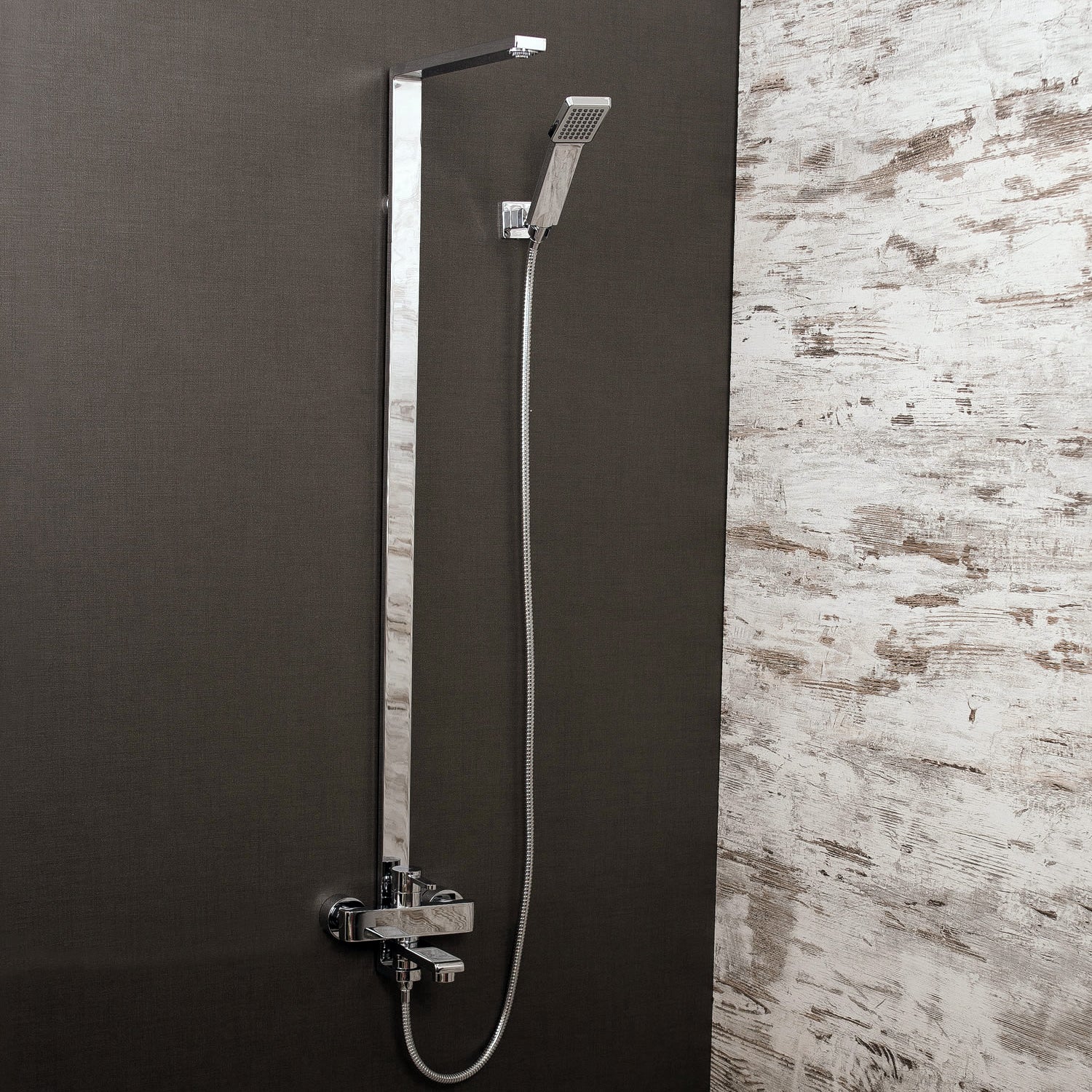 DAX Shower System, Faucet Set, with Shower Tub Trim and Hand Shower, Wall Mount, Brass Body, Chrome Finish (DAX-8166C-CR)