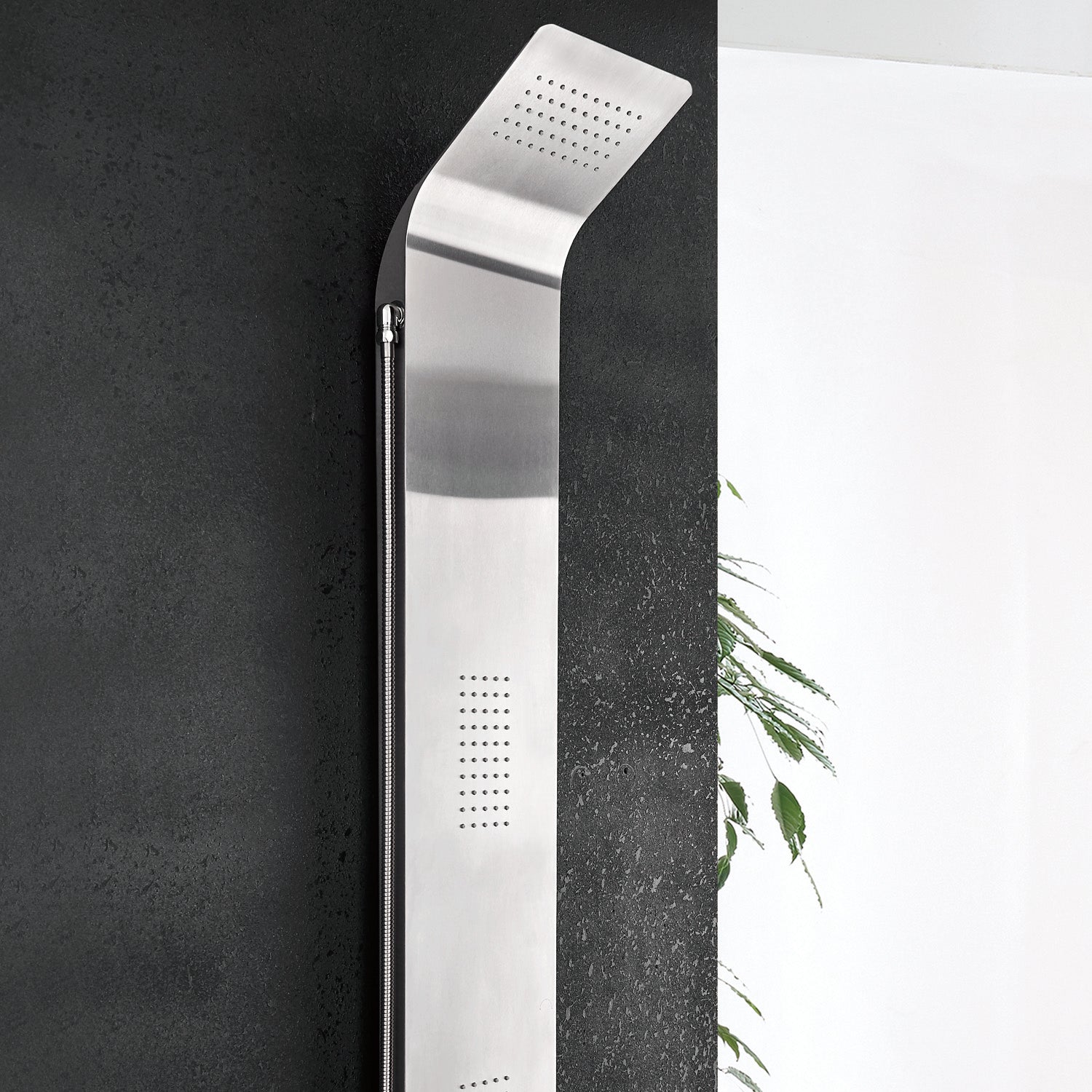 DAX Brushed Stainless Steel Shower Panel Pressure Balance Valve Body Jets Hand Shower (DAX-111PB-BN)
