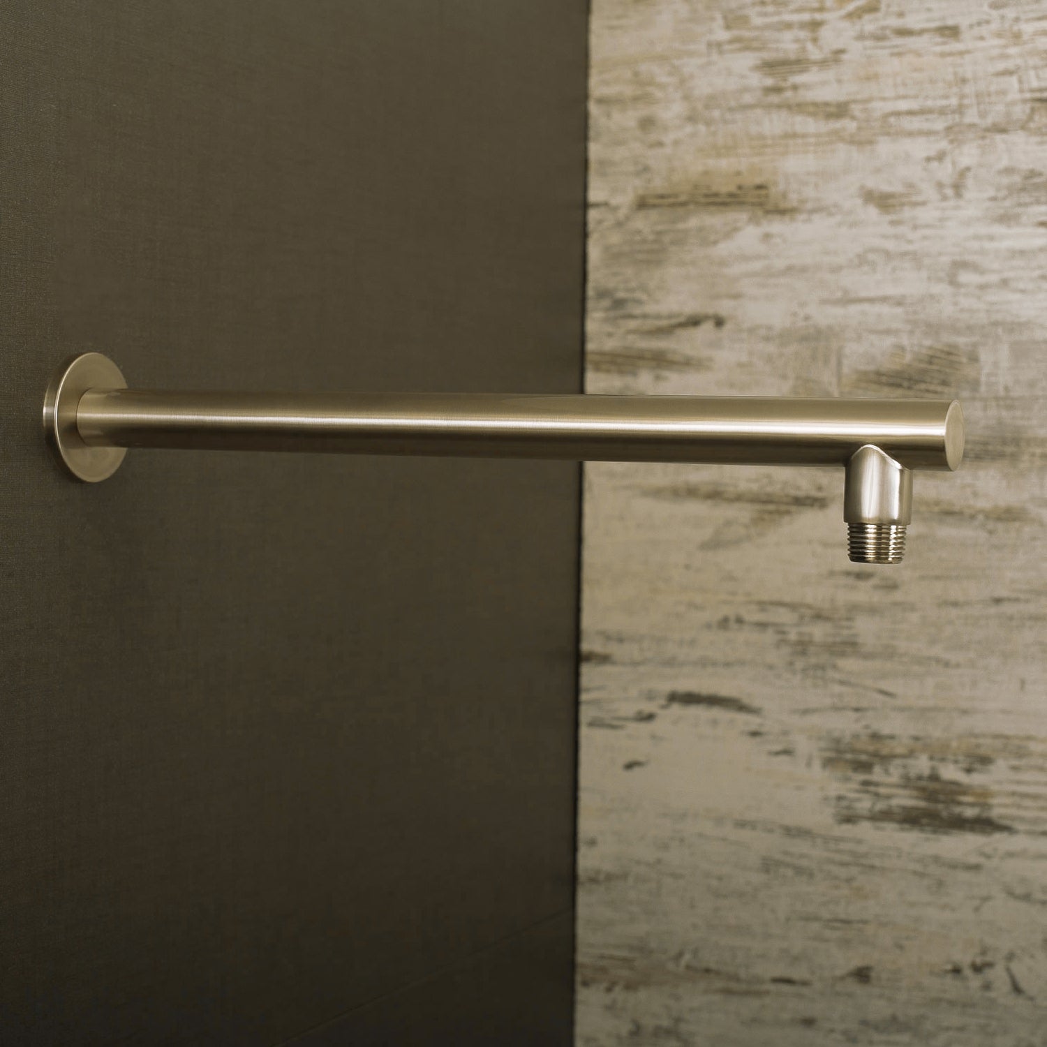 DAX Round Shower Arm, Brass Body, Wall Mount, Brushed Nickel Finish, 15 Inches (D-F04-15-BN)