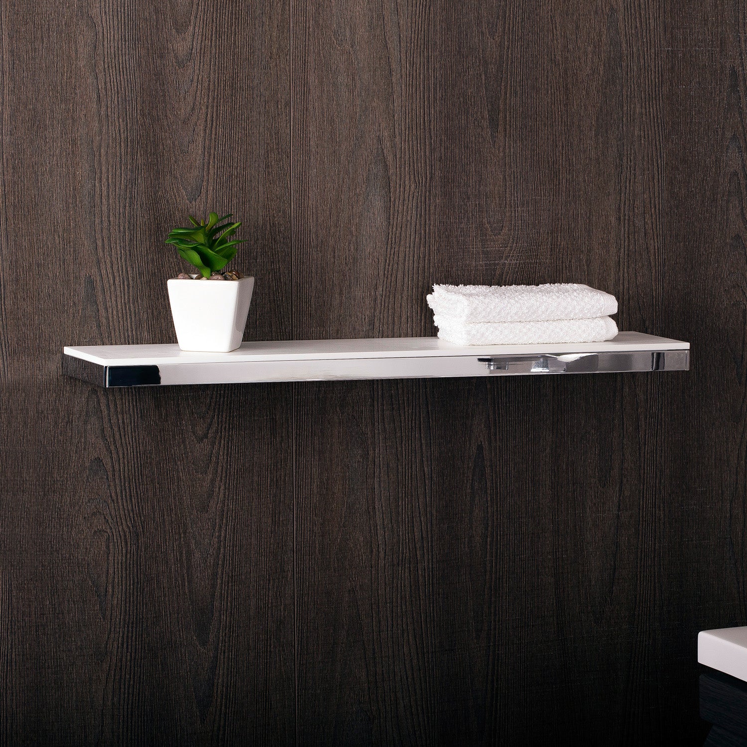 COSMIC Bathlife Shelf Rack, montaje en pared, cuerpo de latón, acabado cromado, 23-5/8 x 13/16 x 4-3/4 pulgadas (2290160)