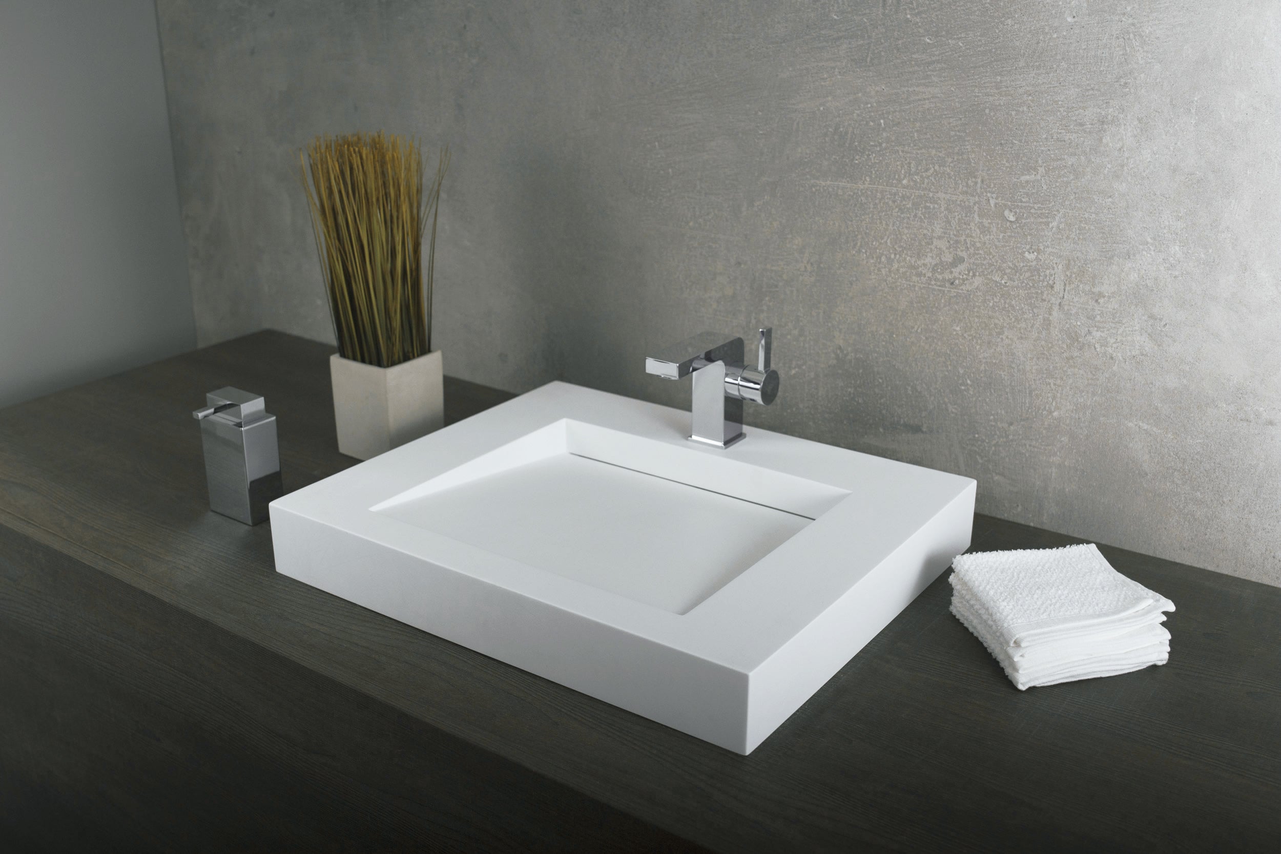 DAX Solid Surface Rectangle Single Bowl Top Mount Bathroom Sink, 23-1/4 x 19-5/16 x 3-1/8 Inches (DAX-AB-1330)