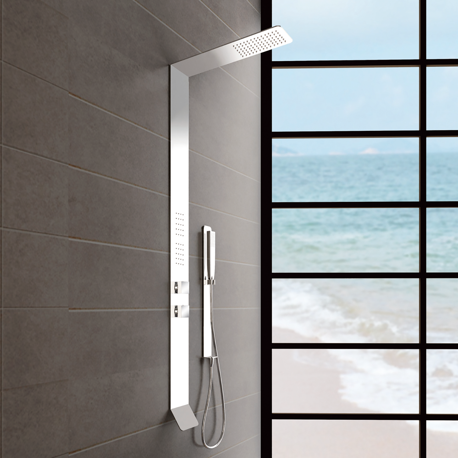 DAX Brushed Stainless Steel Shower Panel With Pressure Balance Valve (DAX-034)