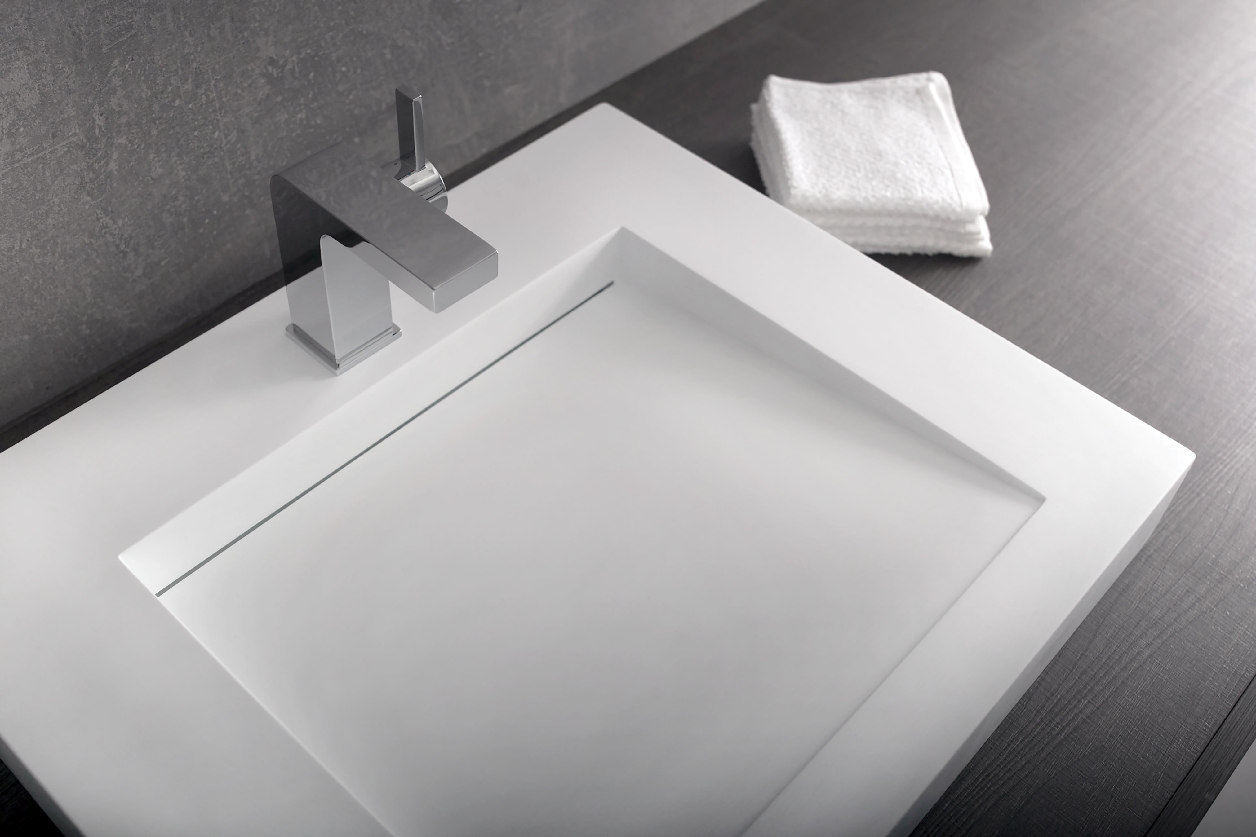 DAX Solid Surface Rectangle Single Bowl Top Mount Bathroom Sink, 23-1/4 x 19-5/16 x 3-1/8 Inches (DAX-AB-1330)