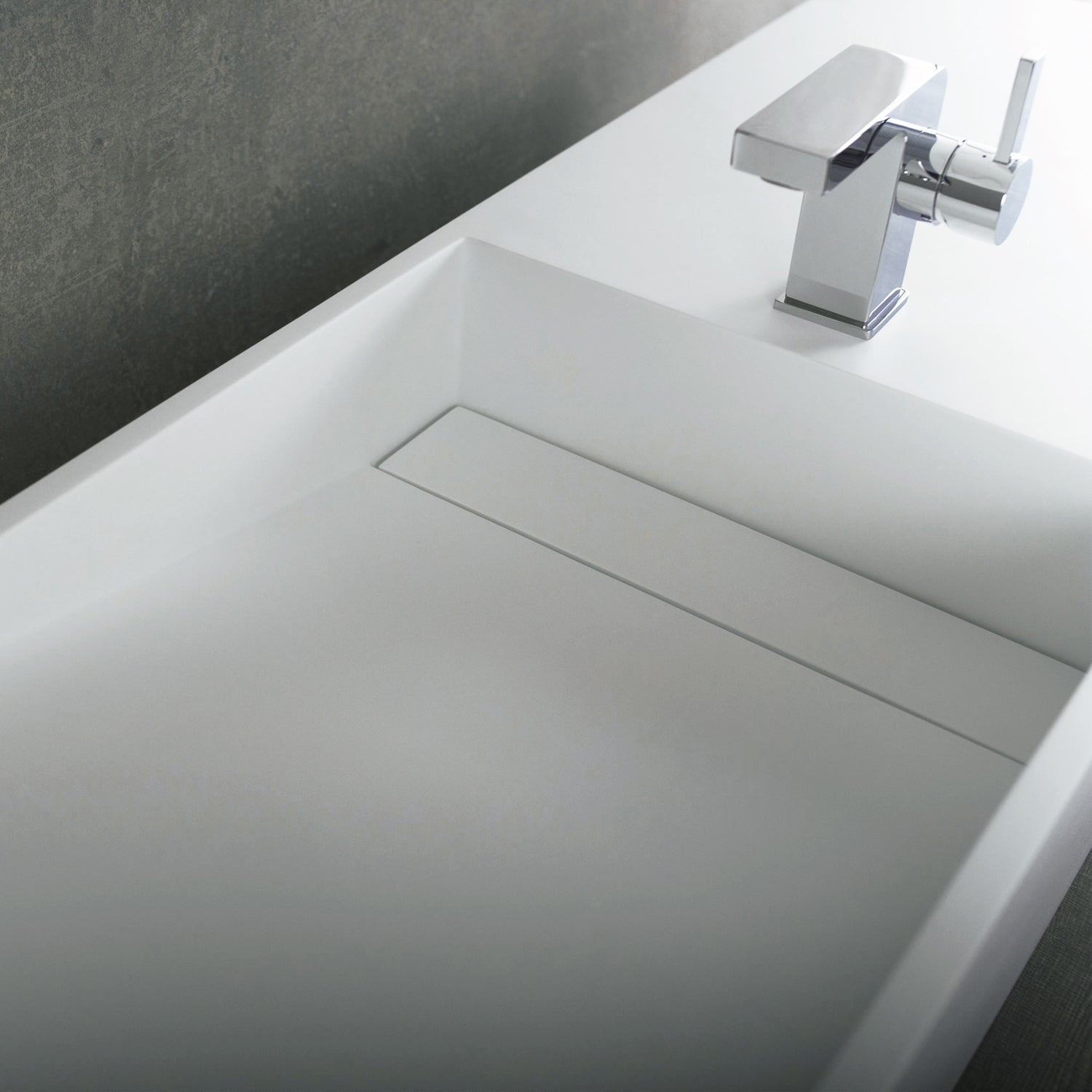 DAX Gabinete de lavabo de baño rectangular de superficie sólida de un solo tazón, acabado blanco mate, 47-1/4 x 16-1/2 x 7-7/8 pulgadas (DAX-AB-1365)
