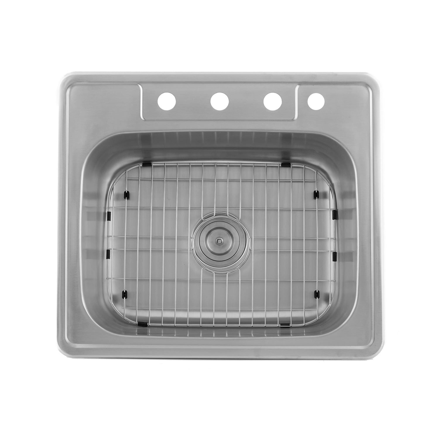DAX Single Bowl Top Mount Kitchen Sink, 20 Gauge Stainless Steel, Brushed Finish , 25 x 22 x 8 Inches (DAX-OM-2522)
