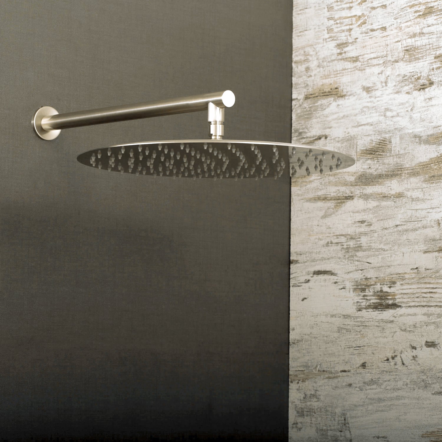 Alcachofa de ducha de lluvia redonda DAX, ultradelgada, cuerpo de latón, acabado de níquel cepillado (D-1230-BN)