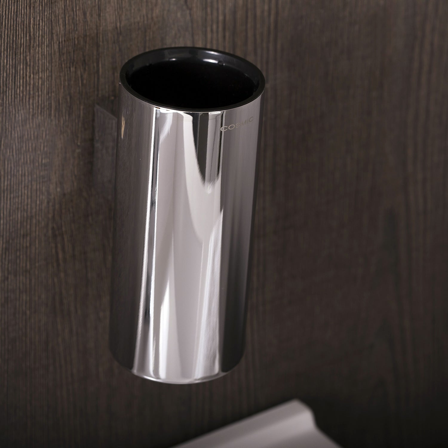 COSMIC Architect - Soporte para cepillo de dientes para vaso individual de baño, montaje en pared, taza de acero inoxidable, acabado cromado, 2-7/16 x 5-1/4 x 3-7/16 pulgadas (2050153)