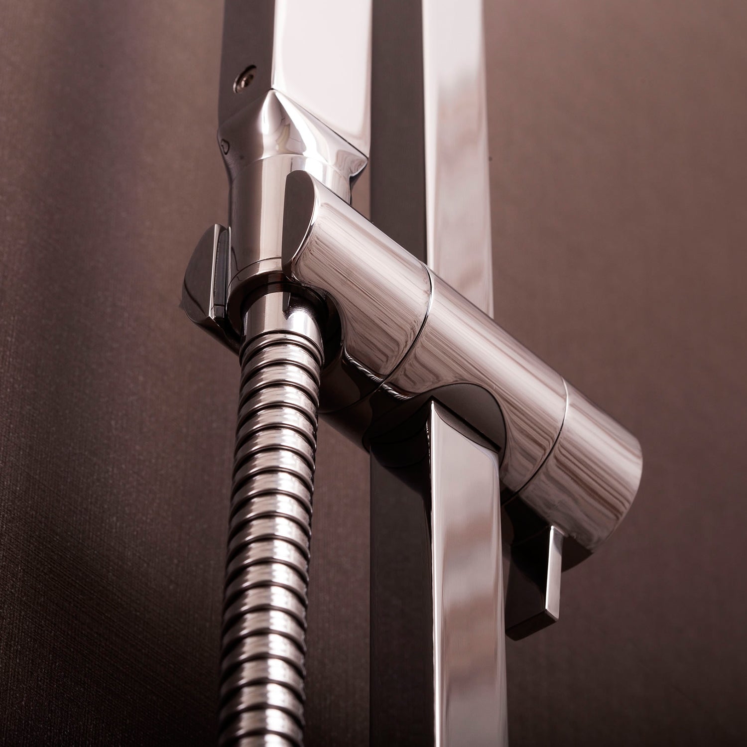 DAX Hand Shower Head with Square Adjustable Slide Bar, Stainless Steel Body, Chrome Finish, 23-5/8 x 2-3/8 Inches (DAX-9523)