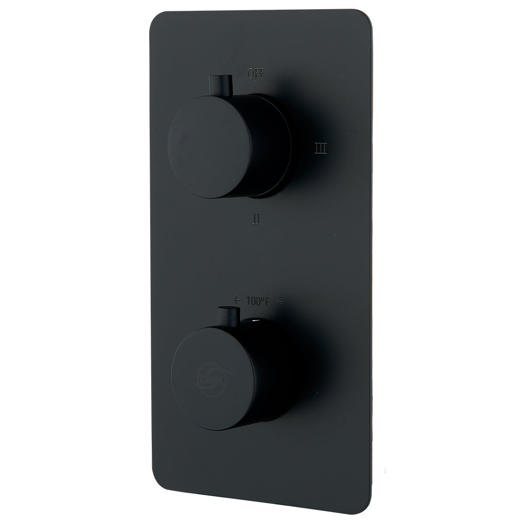 DAX Round Concealed Valve. thermostatic Mixer with 2/3 Function Diverter. Matte Black Finish (DAX-1054-RD-BL)