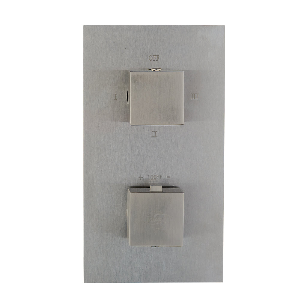 DAX Square Concealed Valve. thermostatic Mixer with 2/3 Function Diverter. Brushed Nickel Finish (DAX-1054-SQ-BN)