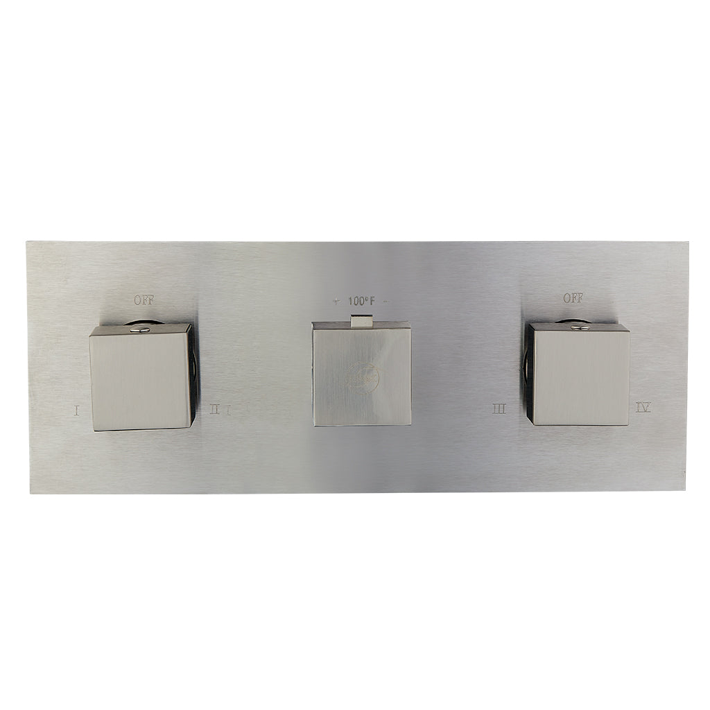 DAX Square Concealed Valve. Thermostatic Mixer with 4 Function Diverter. Brushed Nickel Finish (DAX-1058-SQ-BN)