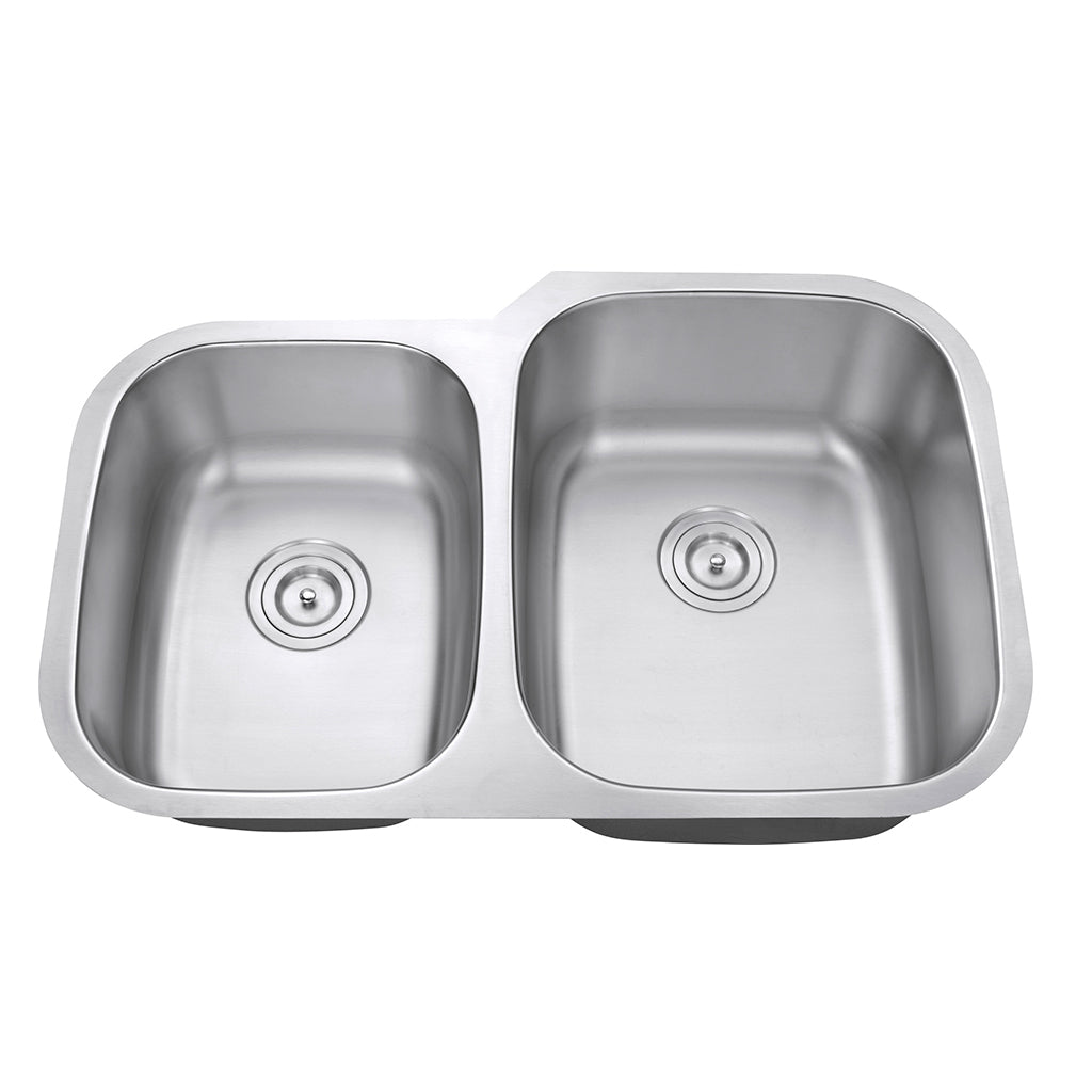 DAX 40/60 Double Bowl Undermount Kitchen Sink, 18 Gauge Stainless Steel, Brushed Finish , 32 x 20-3/4 x 9 Inches (DAX-3120R)