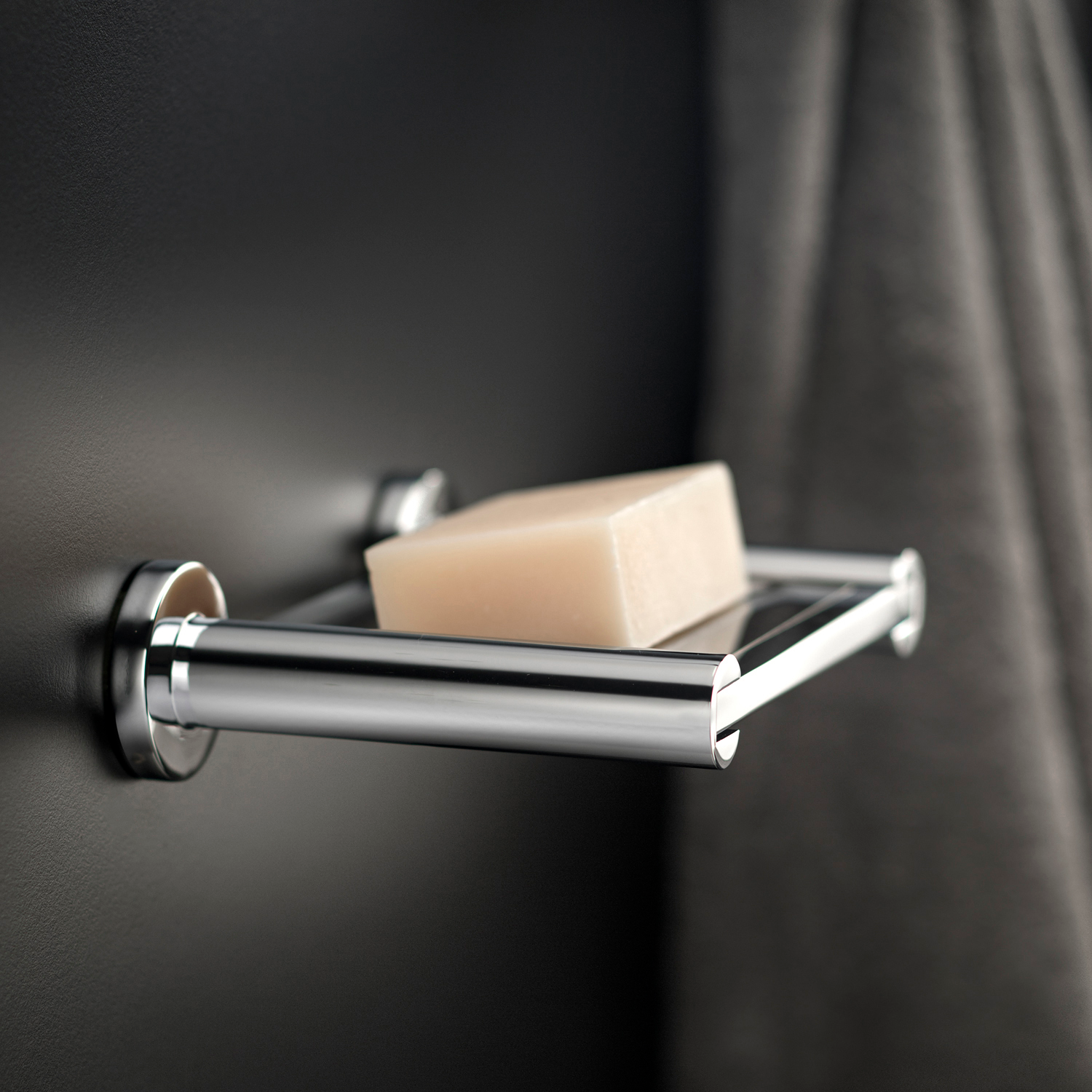 COSMIC Architect Soap Dish, Wall Mount, Stainless Steel, Chrome Finish, 6-5/8 x 1-9/16 x 4-1/4 Inches (2050133)