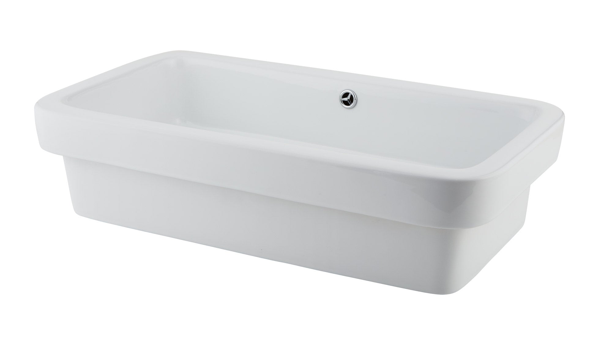 DAX Lavabo rectangular de cerámica para baño de un solo tazón, acabado blanco, 27 x 14-3/4 x 6-3/4 pulgadas (BSN-285G)
