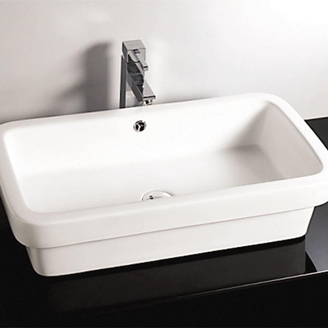 DAX Lavabo rectangular de cerámica para baño de un solo tazón, acabado blanco, 27 x 14-3/4 x 6-3/4 pulgadas (BSN-285G)
