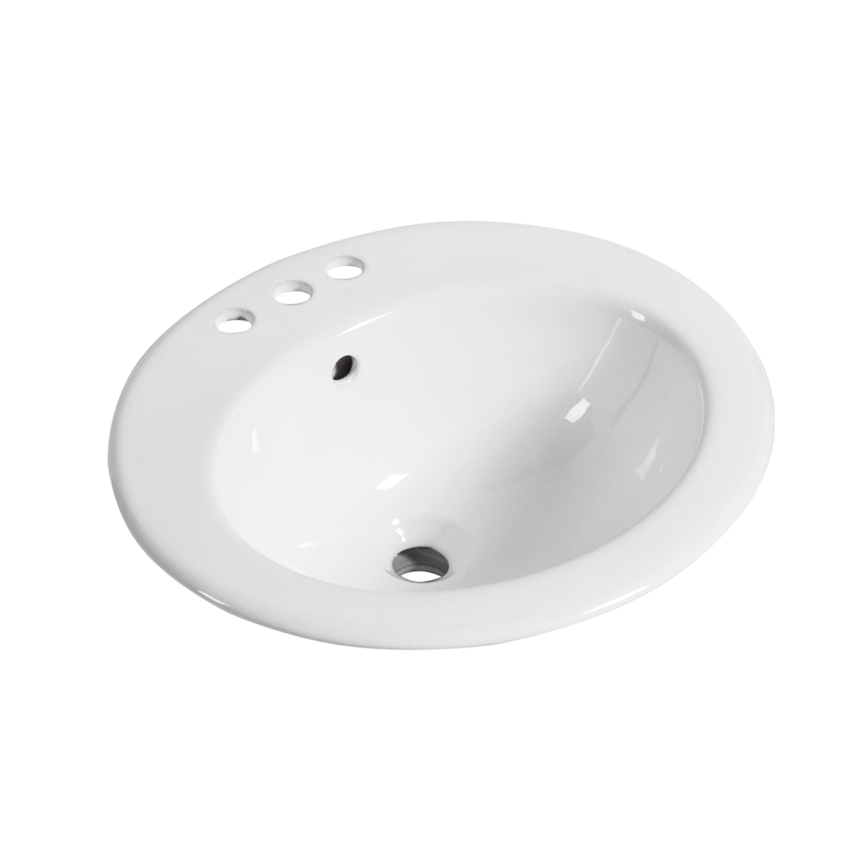 DAX Ceramic Single Bowl Top Mount Bathroom Sink, White Finish,  19-11/16 x 17-11/16 x 8-1/4 Inches (BSN-209-W)
