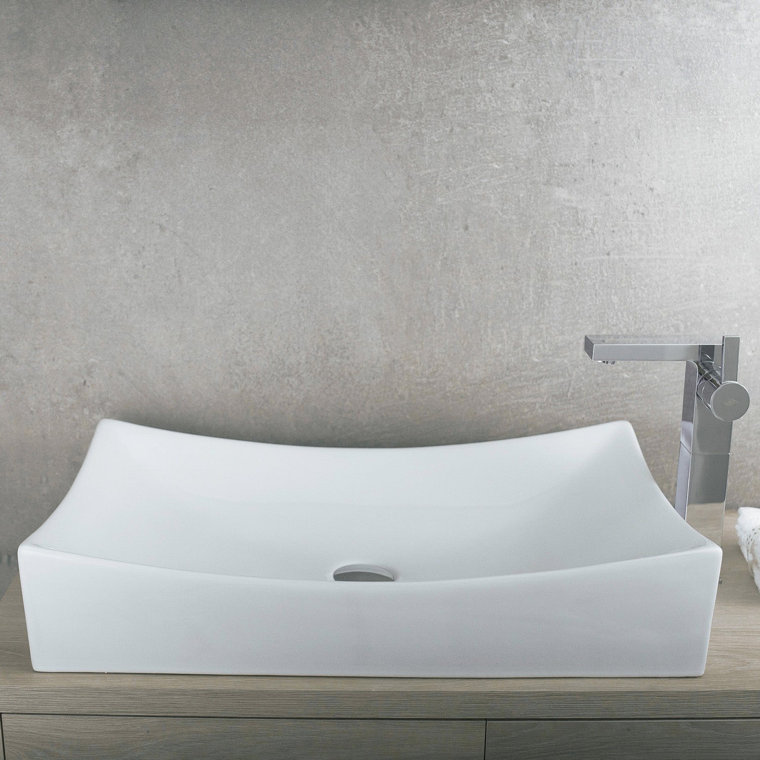 DAX Ceramic Rectangle Single Bowl Bathroom Vessel Sink, White Finish, 25-3/4 x 15-1/2 x 5-1/4 Inches (BSN-280B)