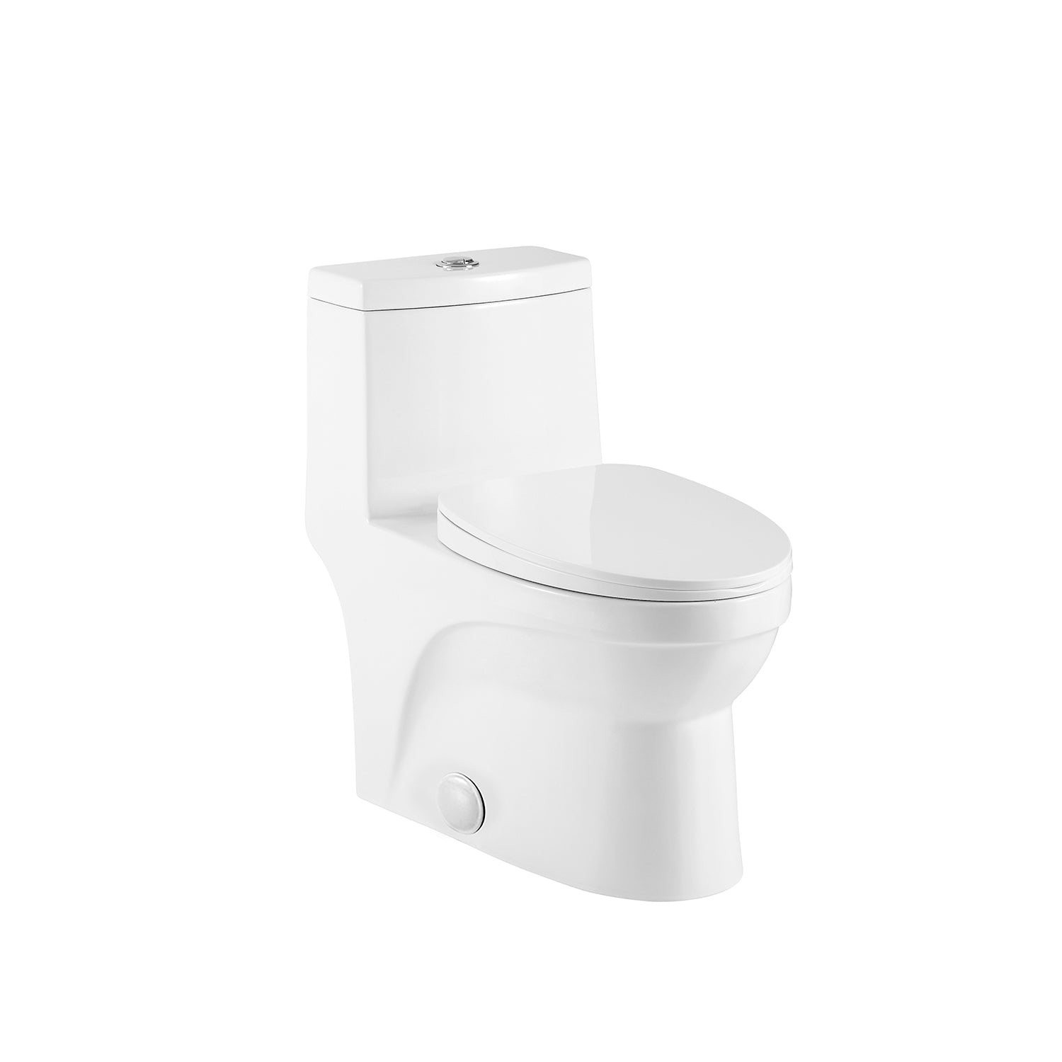DAX One Piece Oval Toilet with Soft Closing Seat and Dual Flush High-Efficiency, Porcelain, White Finish, Height 16-9/16 Inches (BSN-CL12050A)
