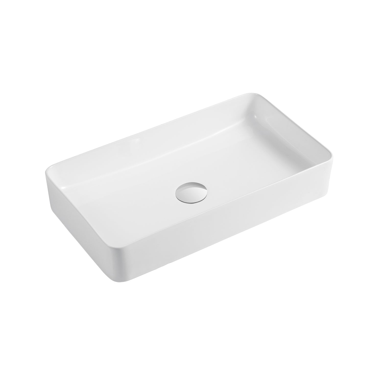 DAX Ceramic Rectangle Single Bowl Bathroom Vessel Sink, White Finish, 24 x 13-9/16 x 4-5/16 Inches (BSN-CL1320)