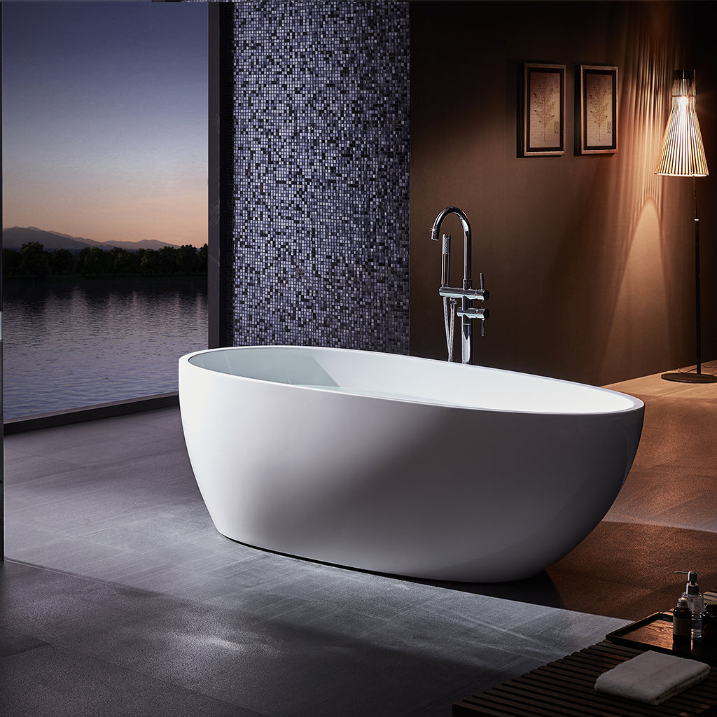 DAX Oval Freestanding Acrylic Bathtub - Glossy White Finished -67 inches  (BT-8317)